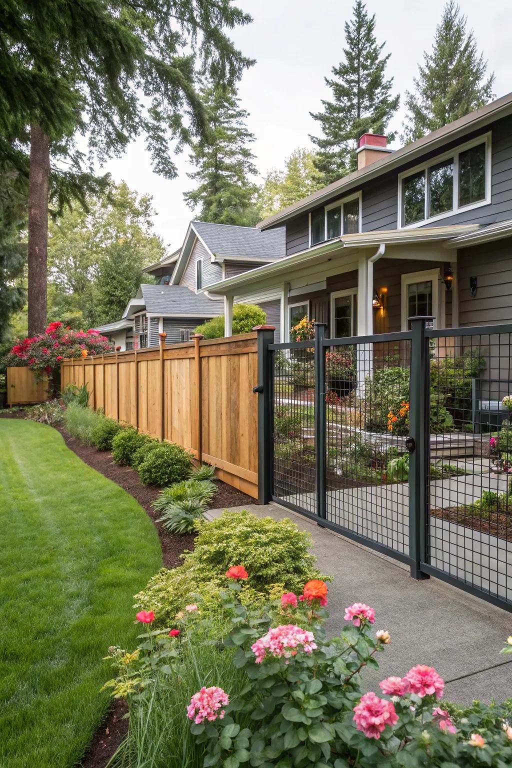Combining different materials gives your fence depth and visual interest.