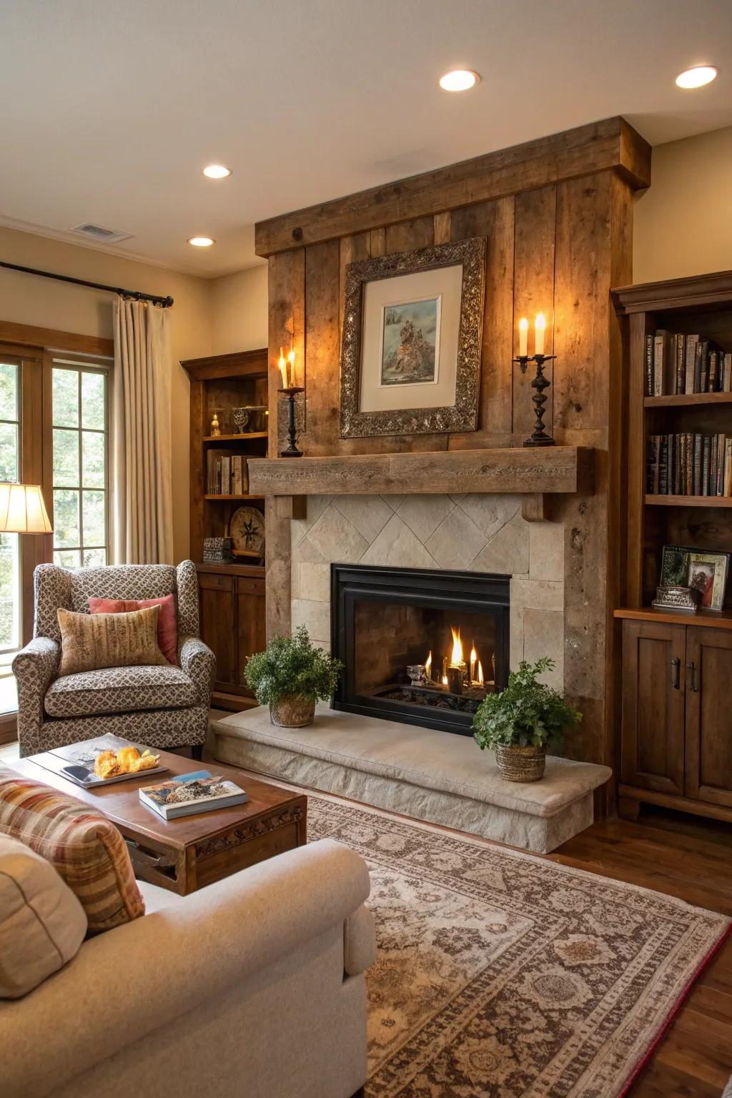 Wood details contribute comfort and character to your fireplace.