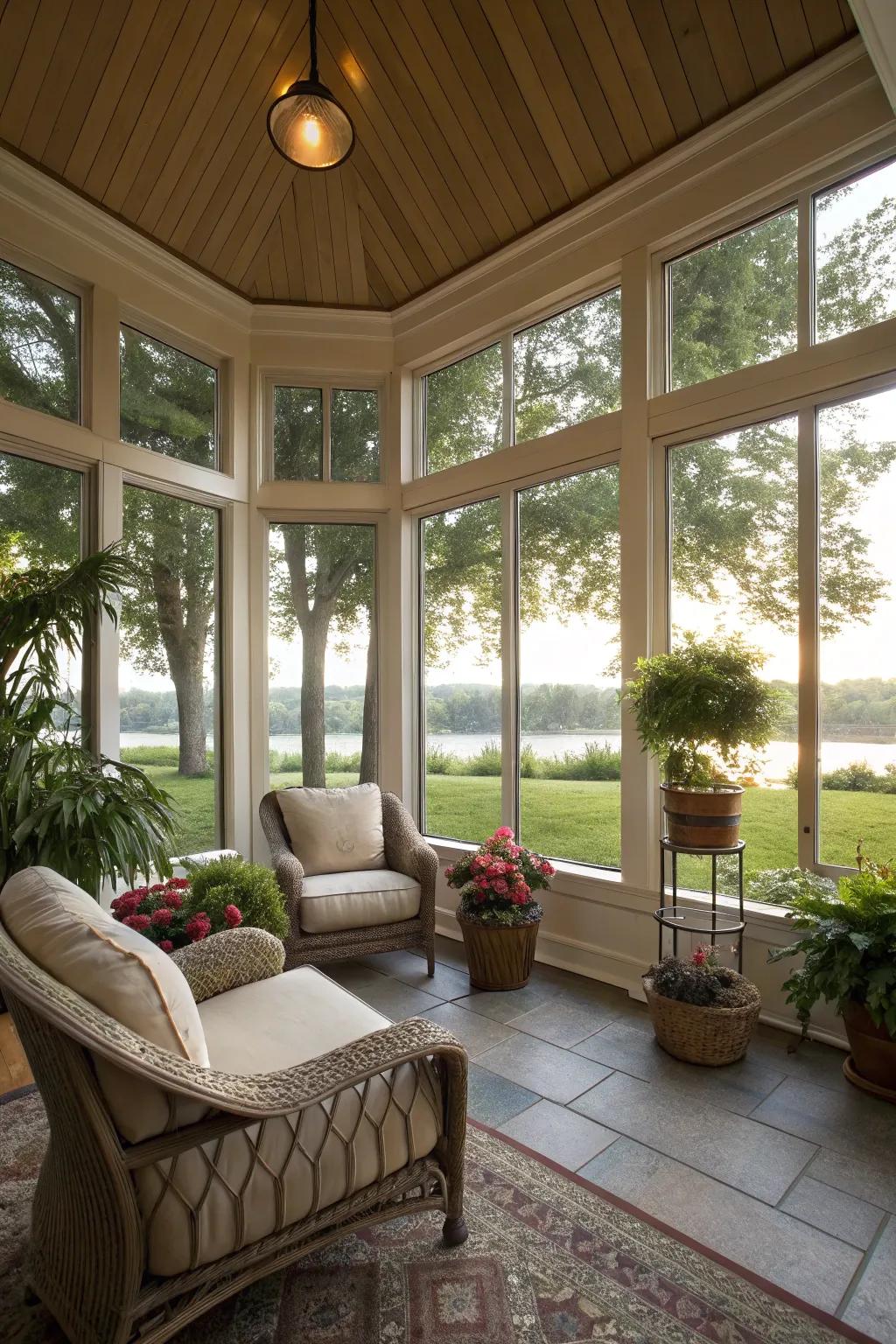 Expansive windows that seamlessly integrate the outdoors.