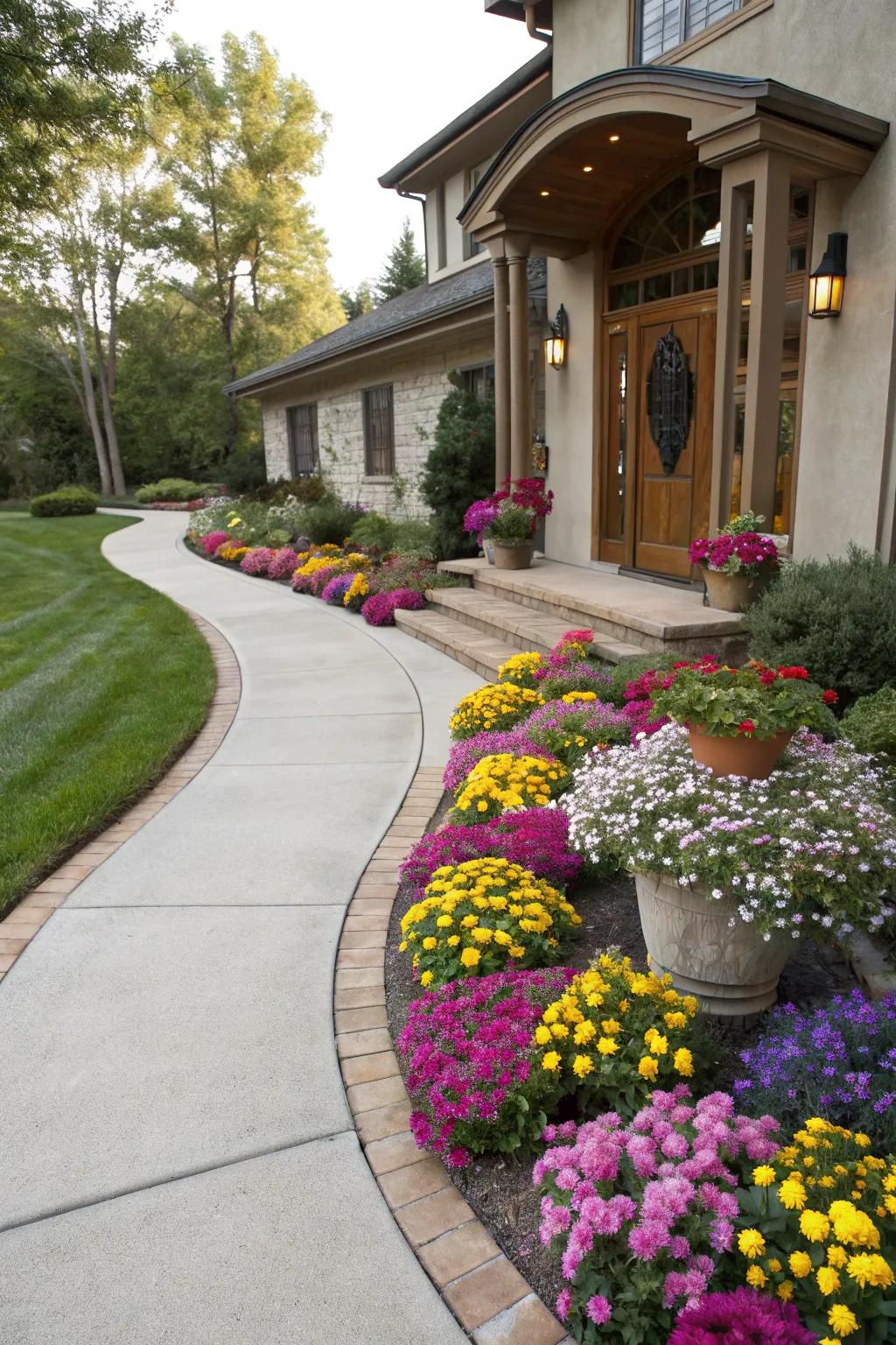 Meandering paths lend an animated yet chic ambiance to your gateway.