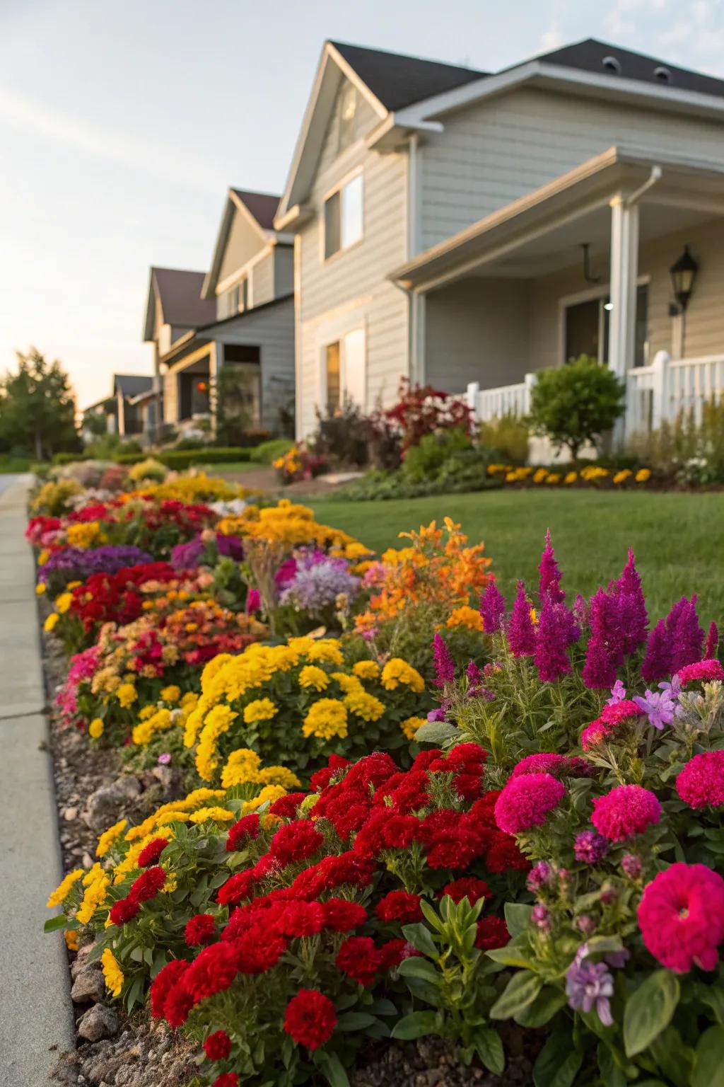 Brighten up your front yard with colorful flower beds that bloom in every season.