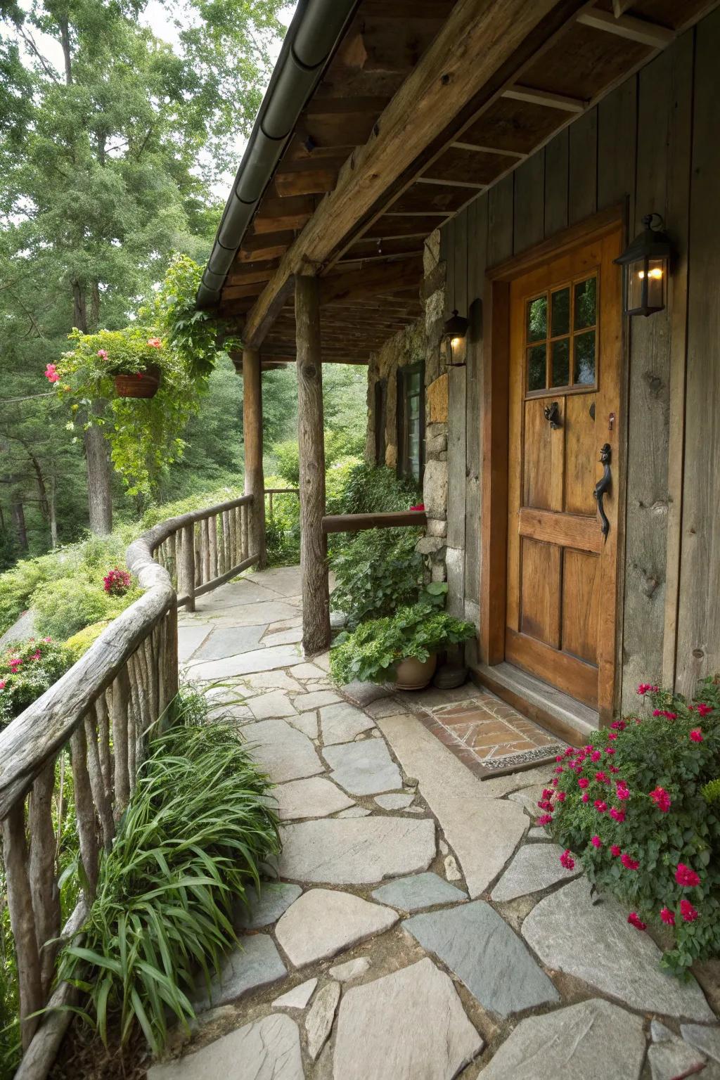 Genuine stone pavers naturally blend with the environment.