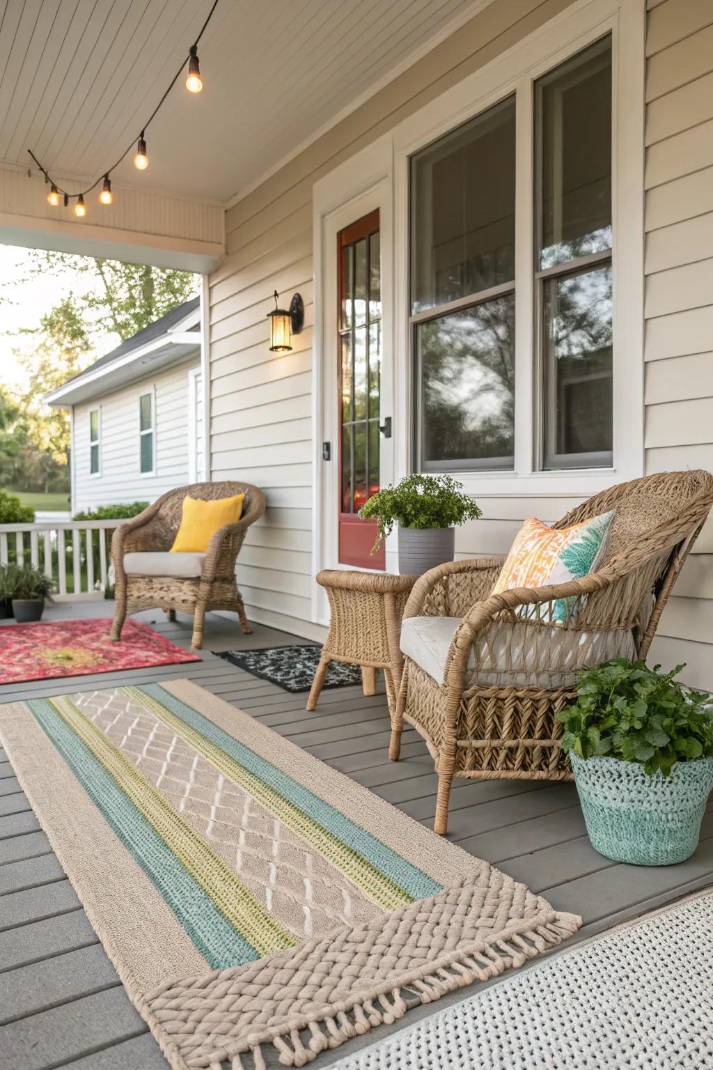 Stacked carpets offer a textured, welcoming feel.