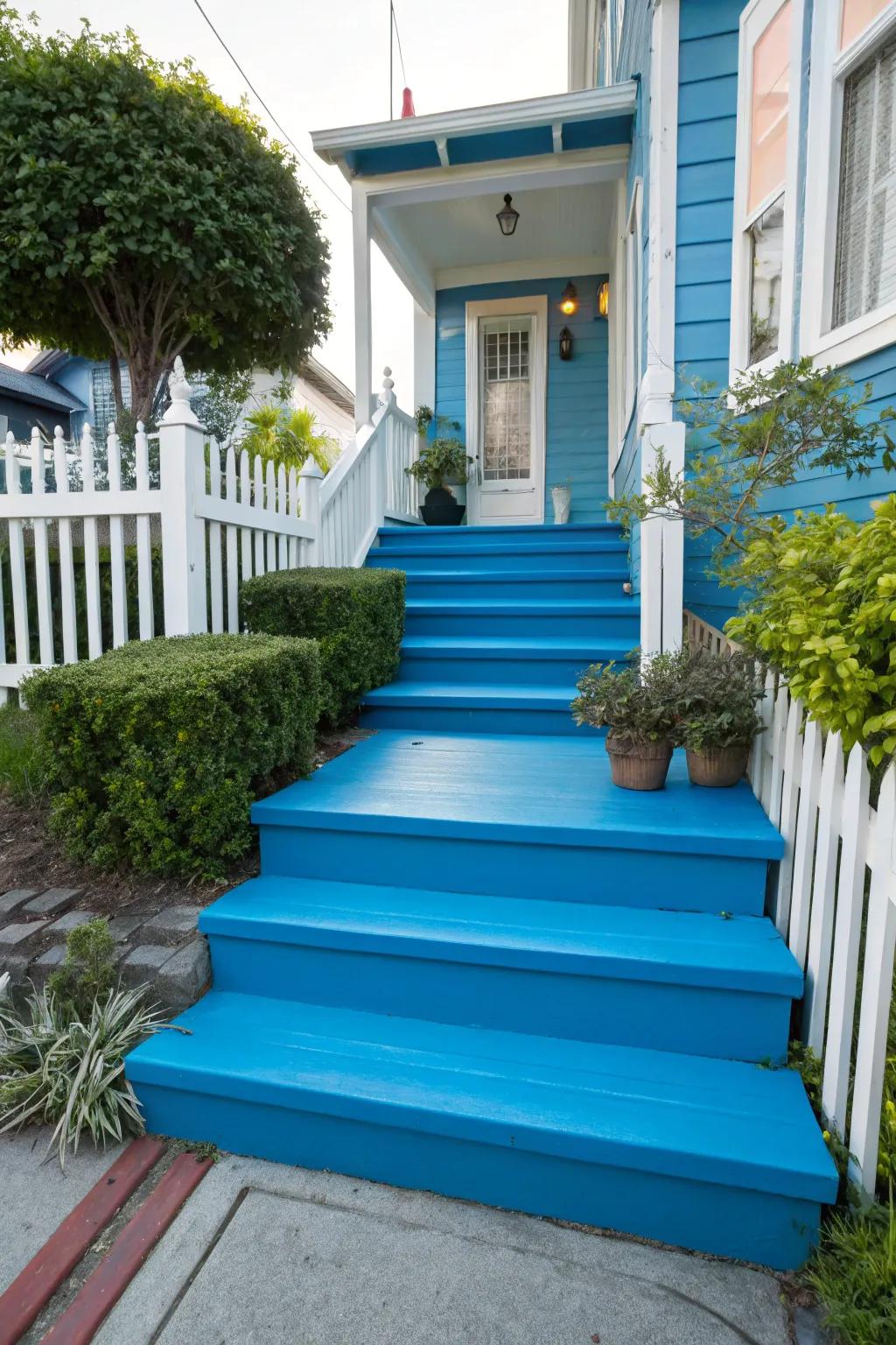 Invigorate your home's entrance with vividly painted front steps.