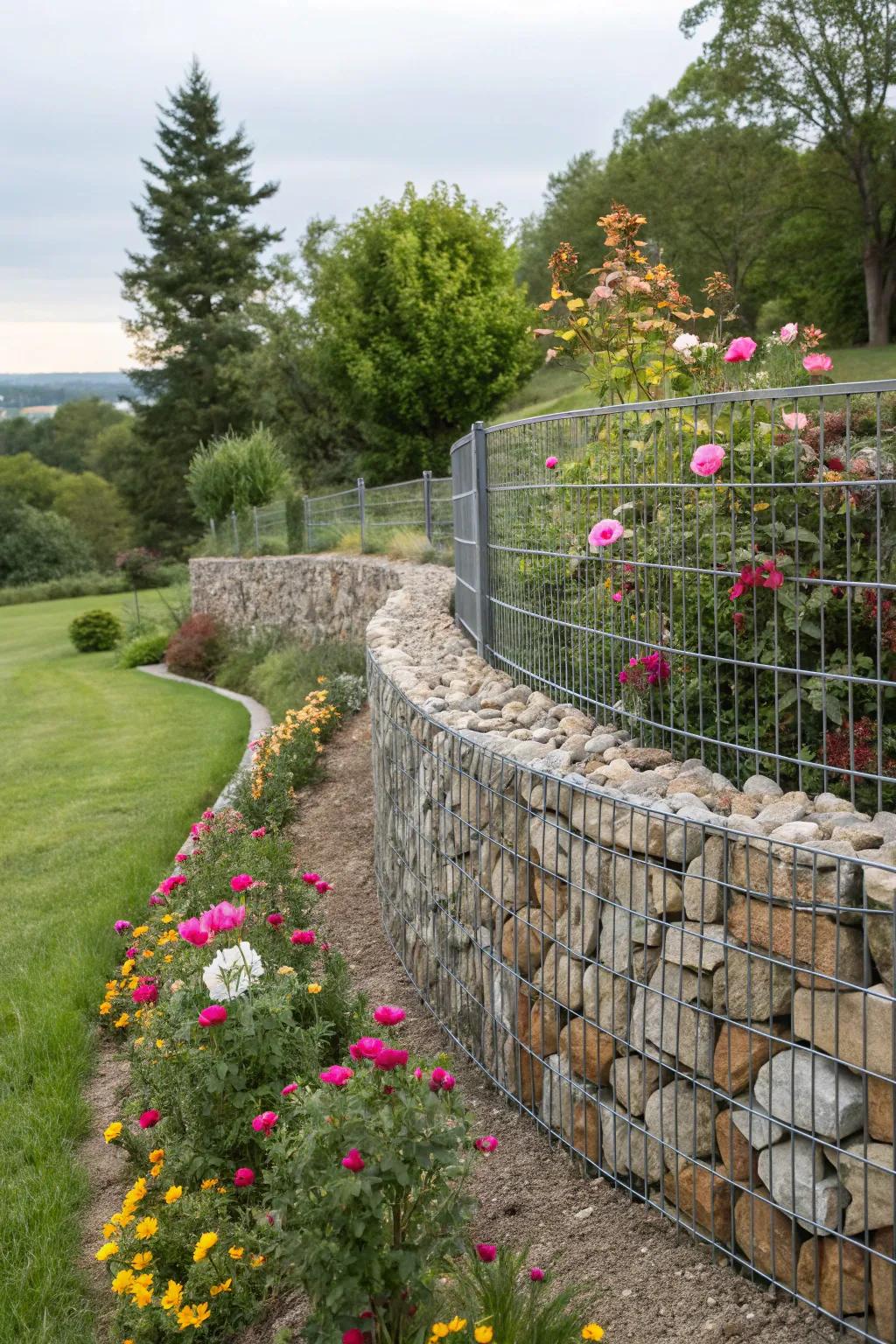 Curves add a unique flair to your gabion fence.