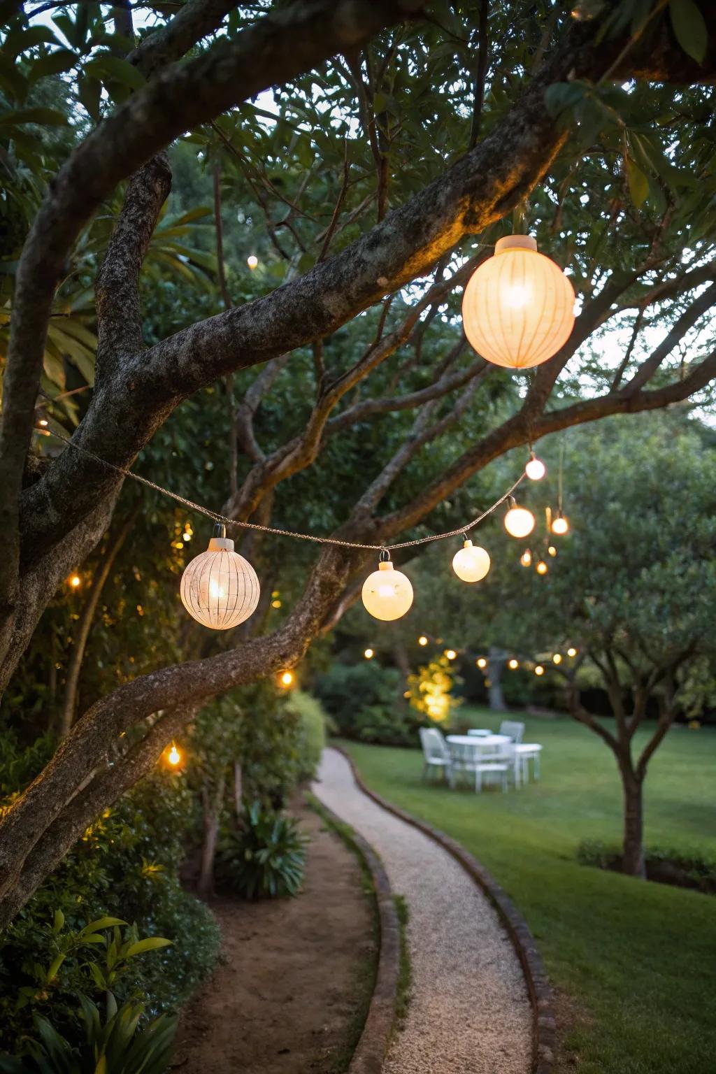 Introduce a hint of magic with suspended sphere lights.