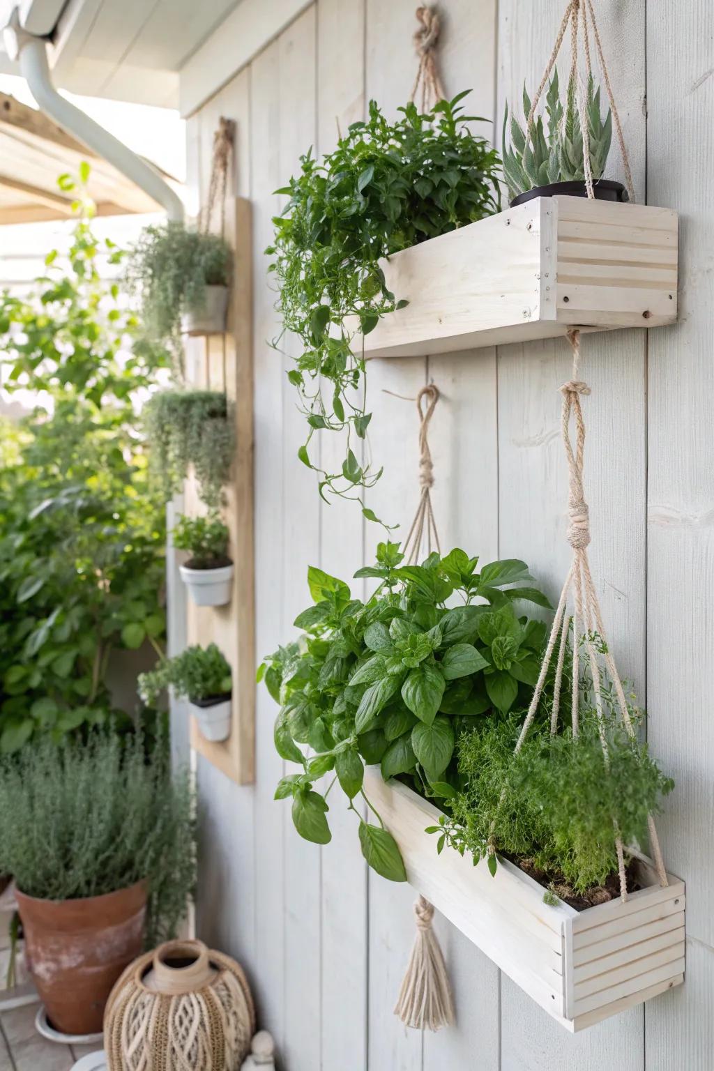 Transform your space with a touch of greenery: Embrace simplicity and elegance with a vertical herb garden.