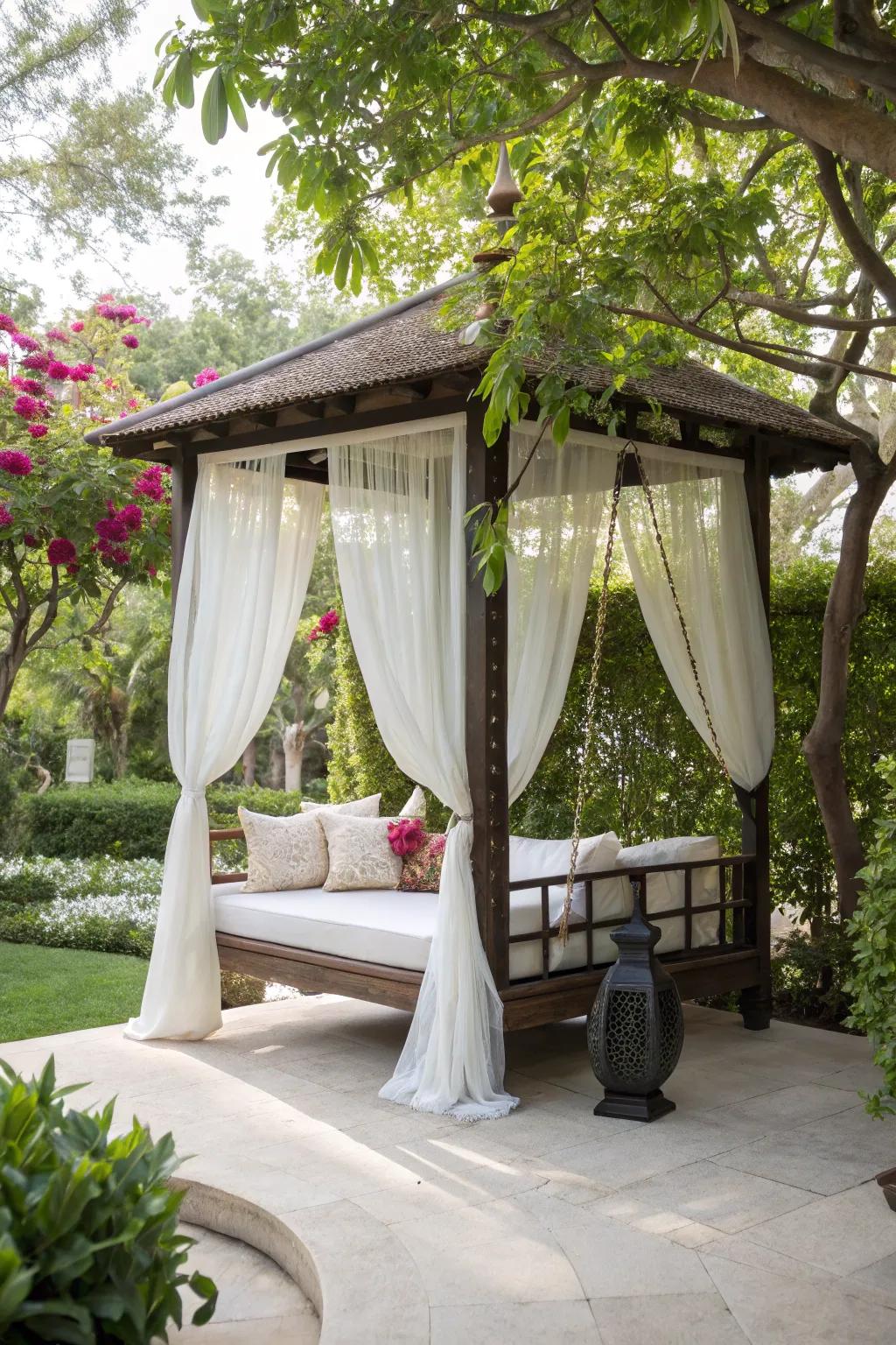 Swing beds add a whimsical charm to your gazebo.