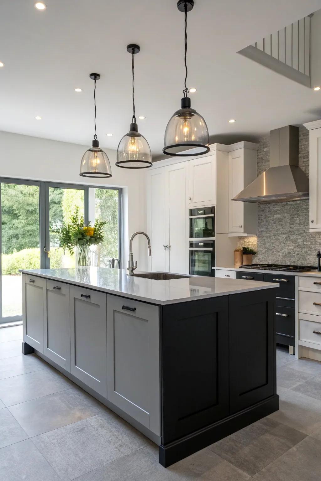 Drop illumination enriches the cooking space’s atmosphere.