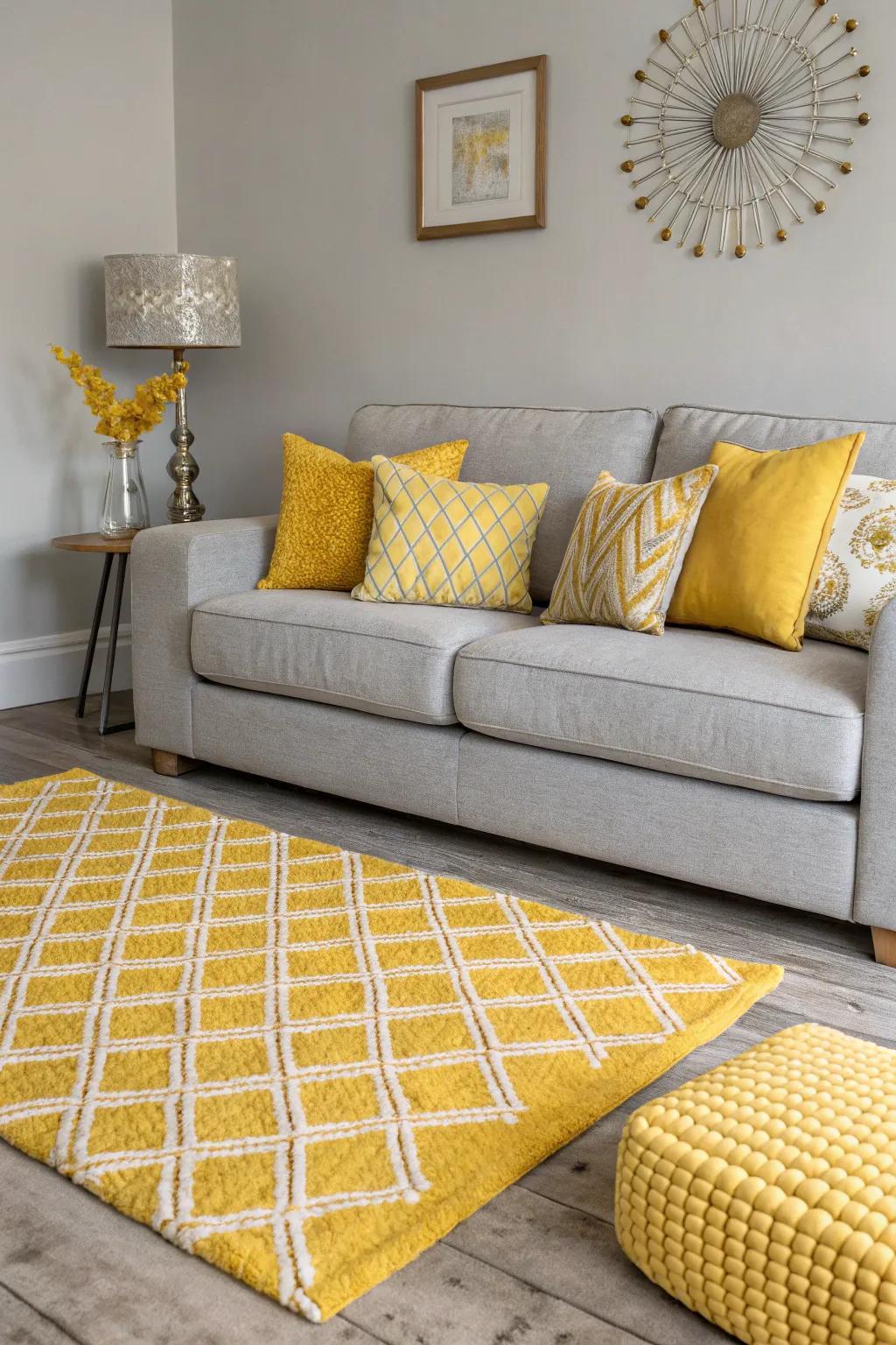 Citrus touches enliven a gray color palette.