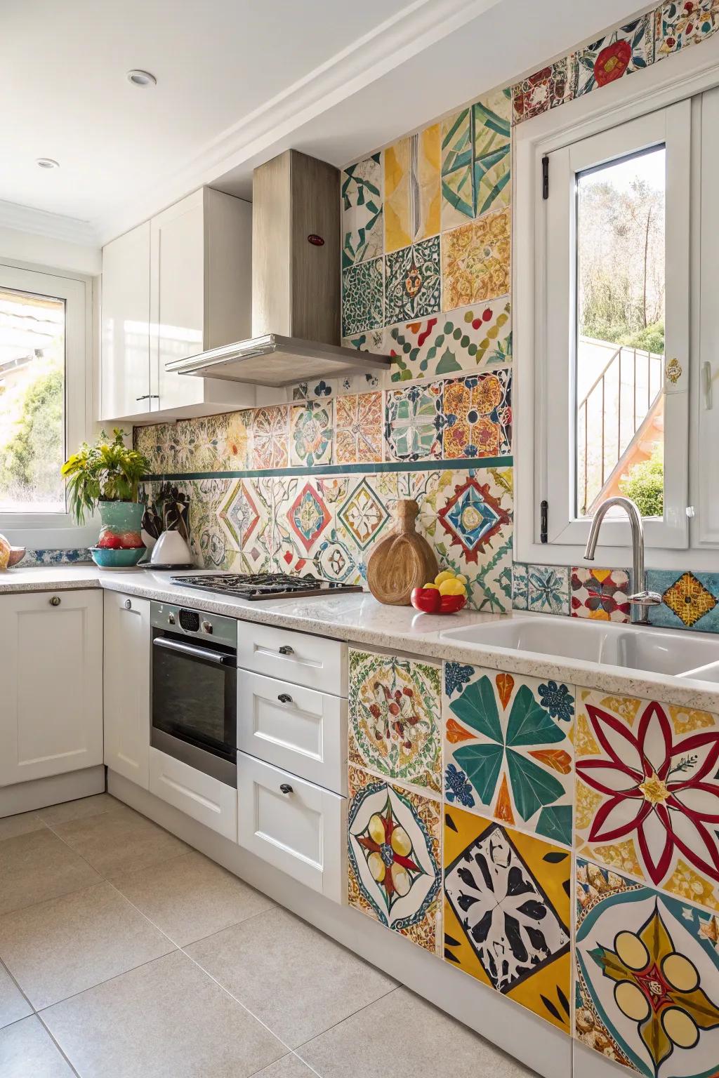 Intricate mosaic tiles add color and complexity.
