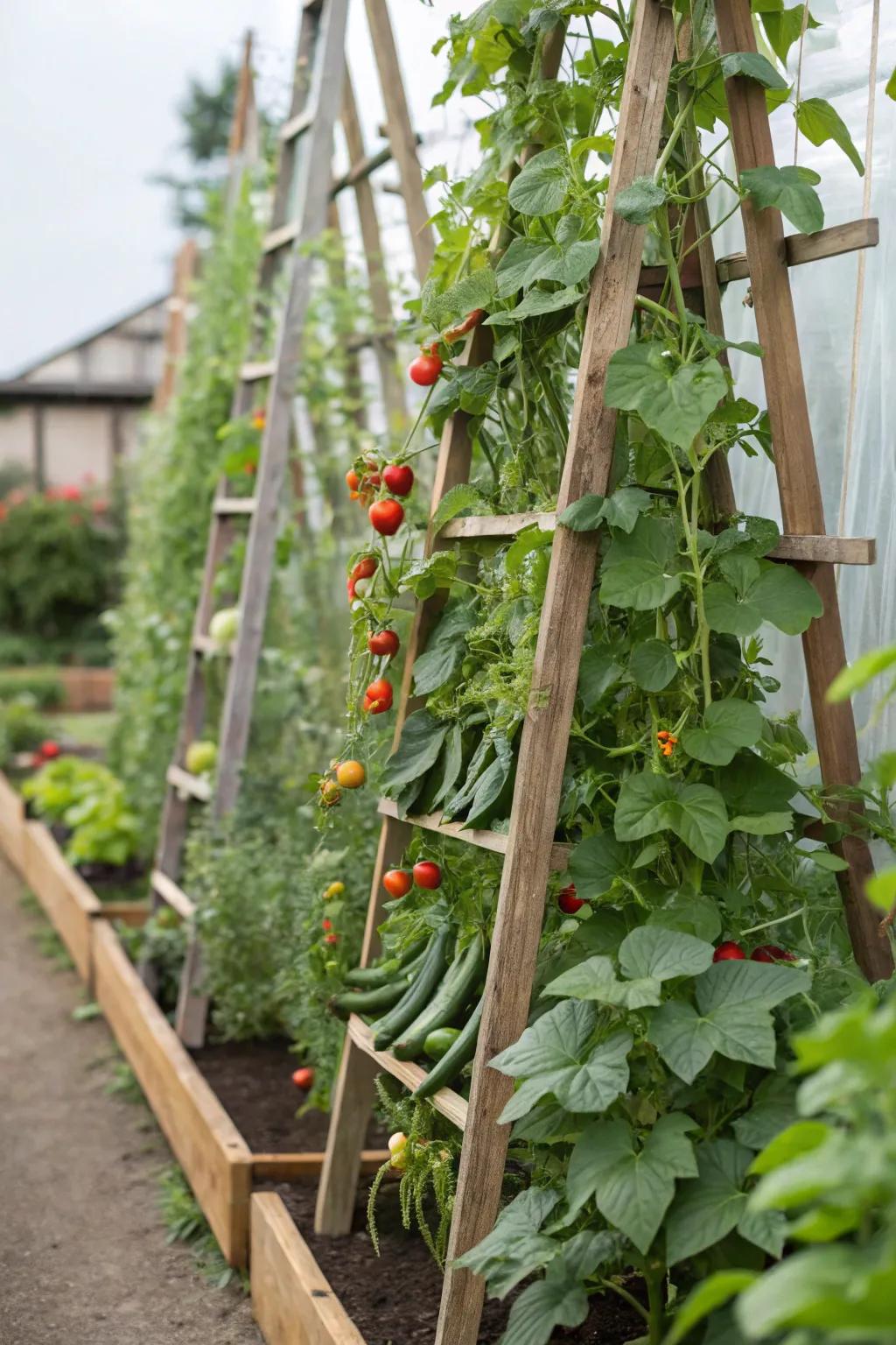 Sky-high planting transforms confined areas into abundant veggie sources.