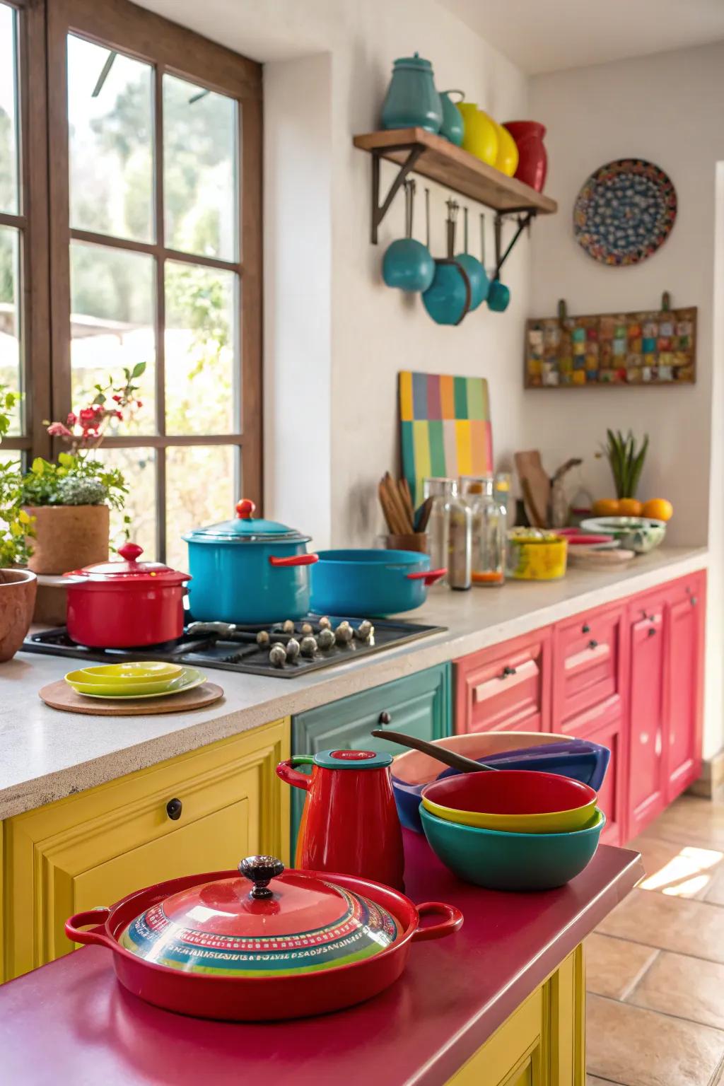 Boldly painted surfaces can create a striking focal point in any kitchen.