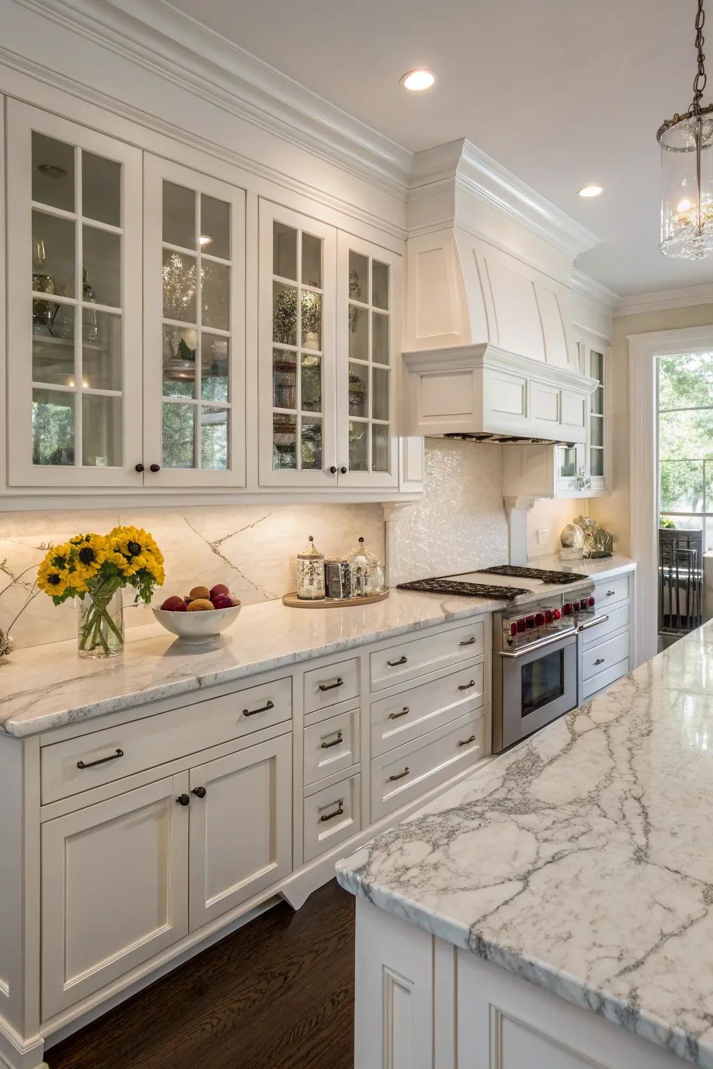 Marble countertops add timeless elegance to your kitchen.