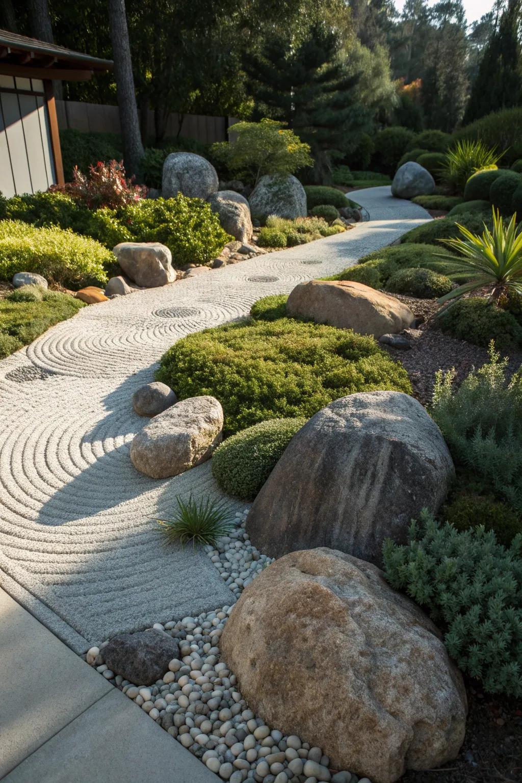 Elevate your outdoor space with the timeless elegance of a crafted rock garden.