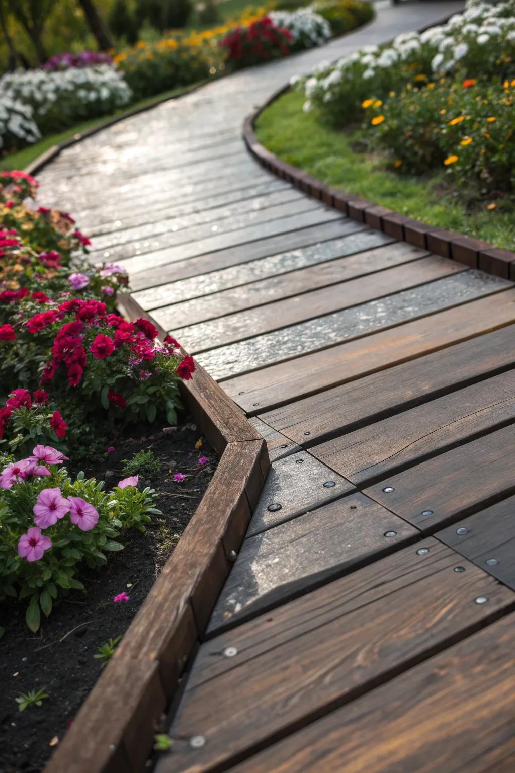Elevate your garden path with the refined elegance of timber edging.