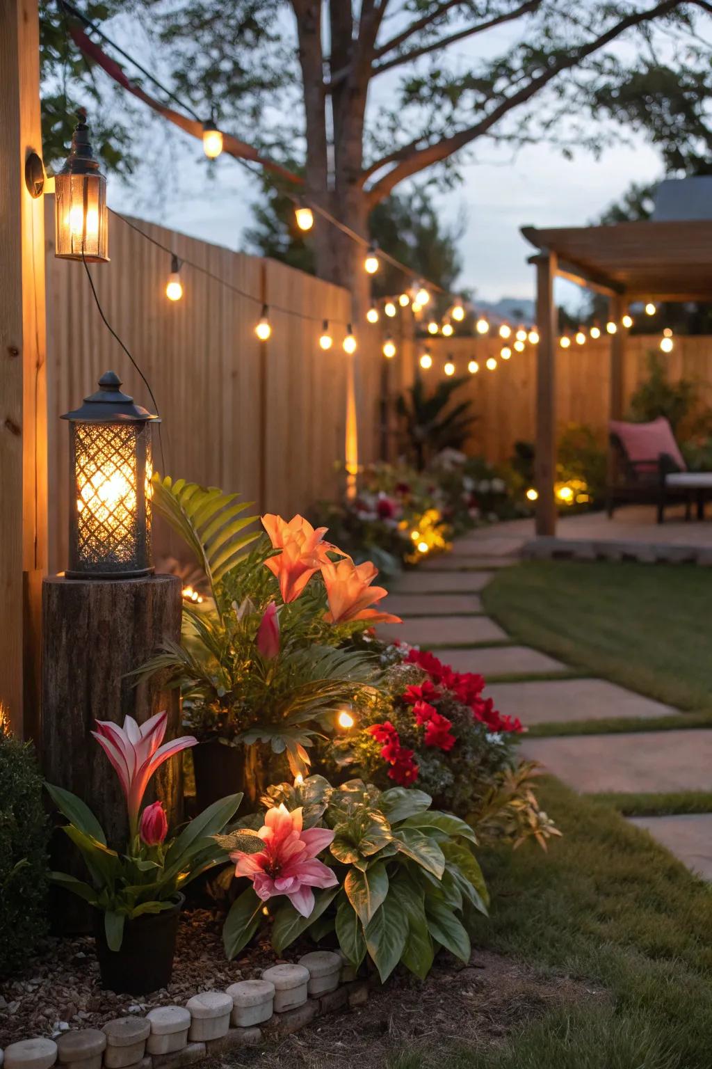 Lighting makes your artificial landscape alive at night.