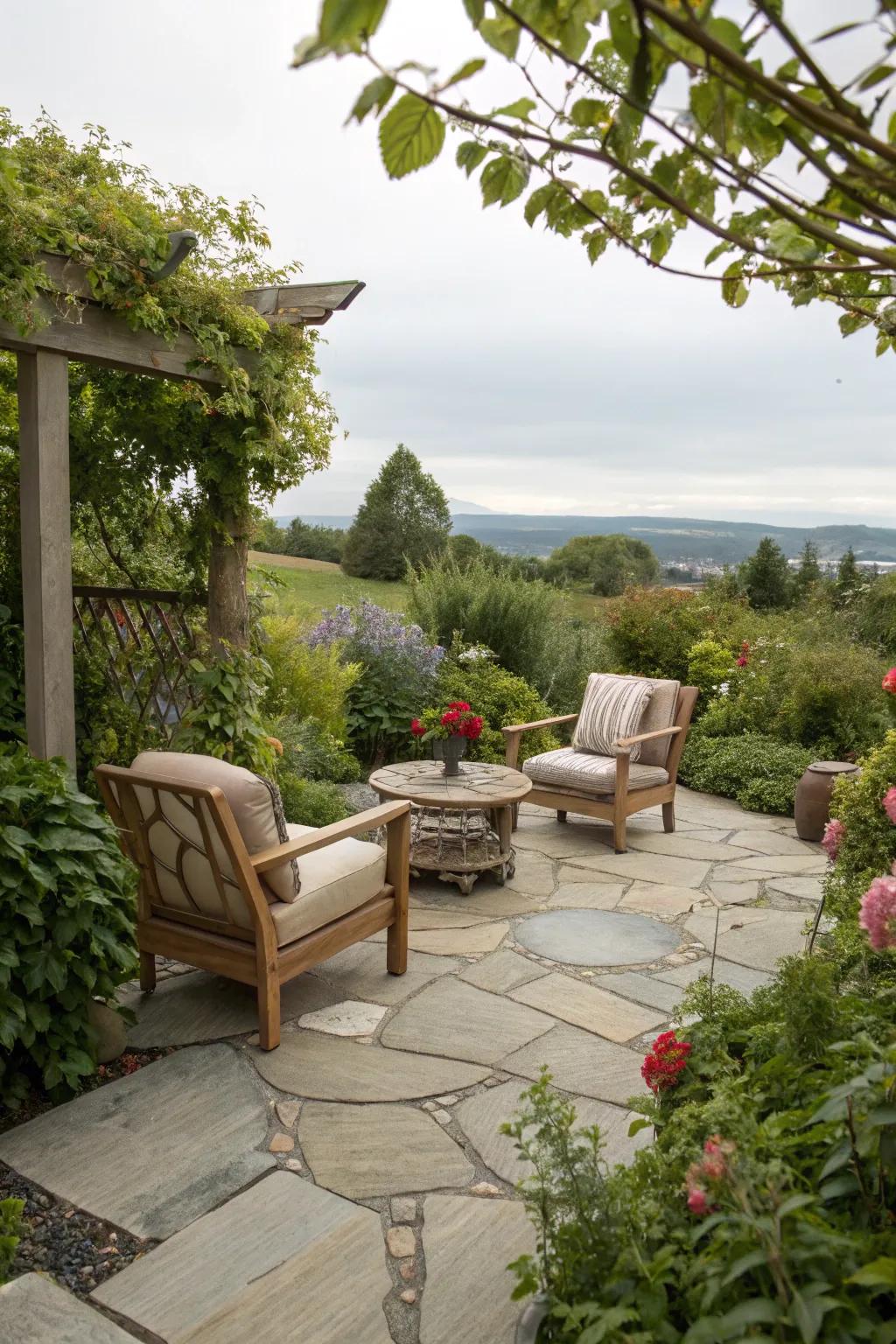 Unwind stylishly with a natural stone terrace.