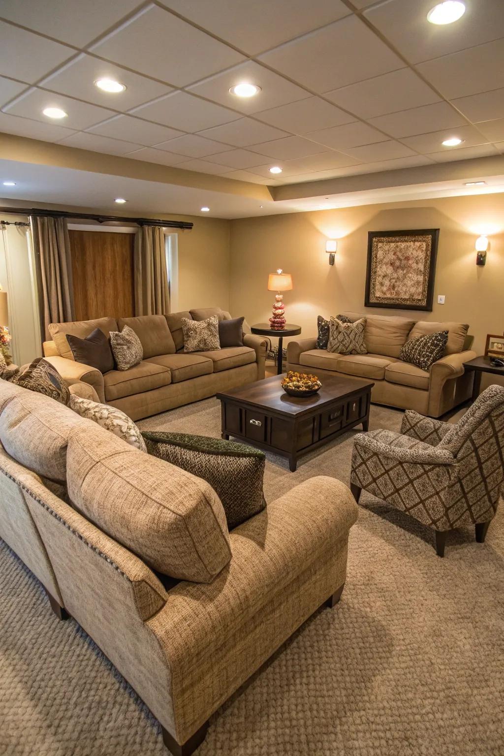 Abundant seating encourages a friendly ambiance.