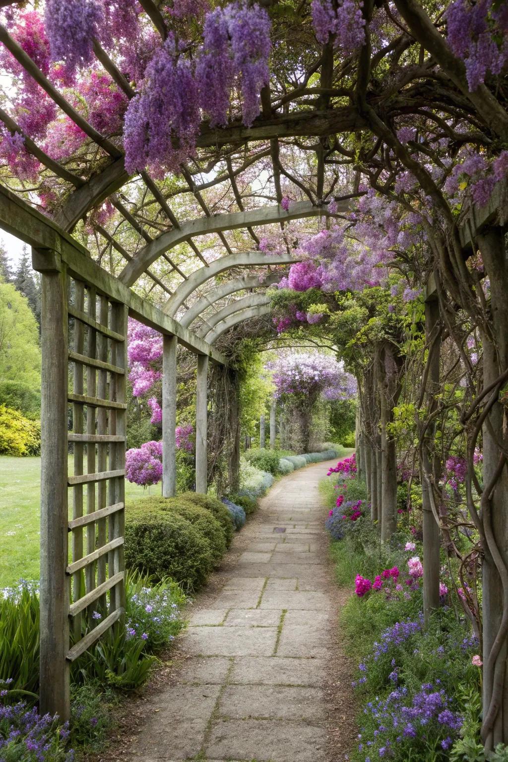 Design a spellbinding gateway with a trellis-covered garden arch.