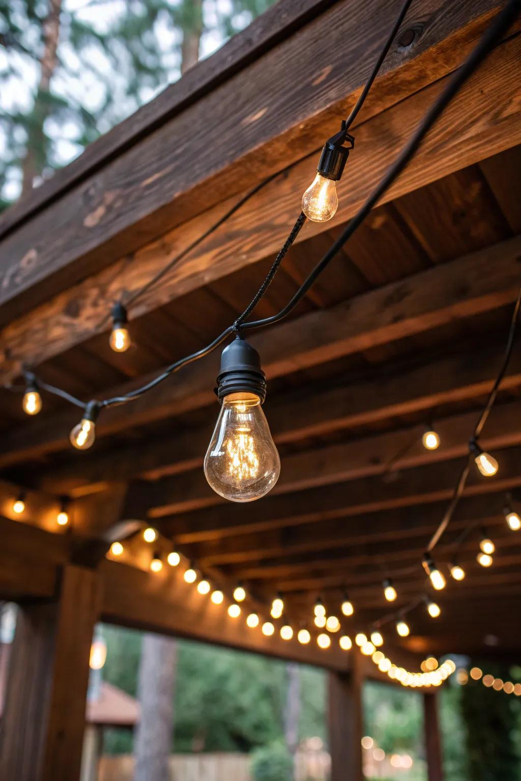 Transform your patio into a haven with enchanting string lights. 🌟 #CraftedAmbiance