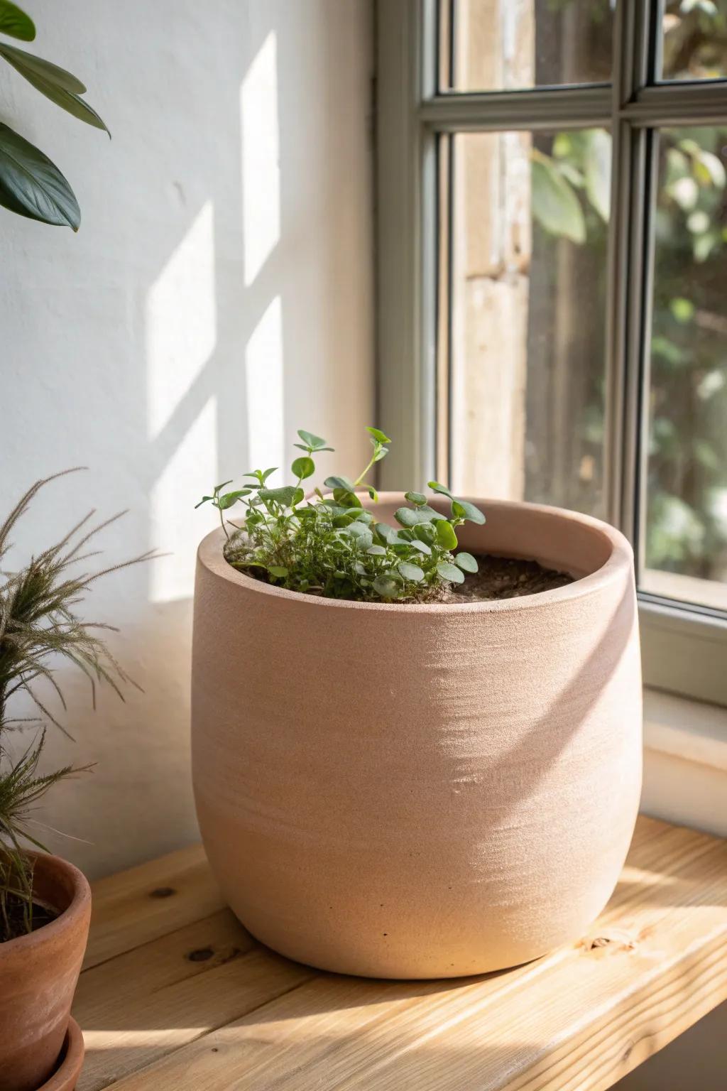 Embrace the serenity of nature with an earthy-toned planter, a perfect blend of simplicity and elegance.