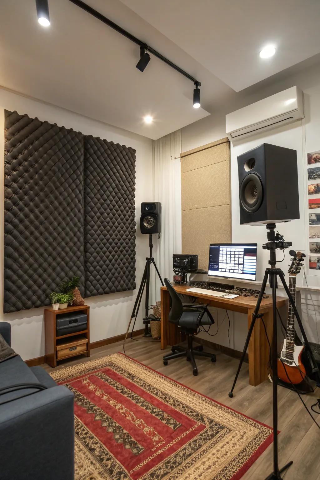 Acoustic panels optimize sound within the space.