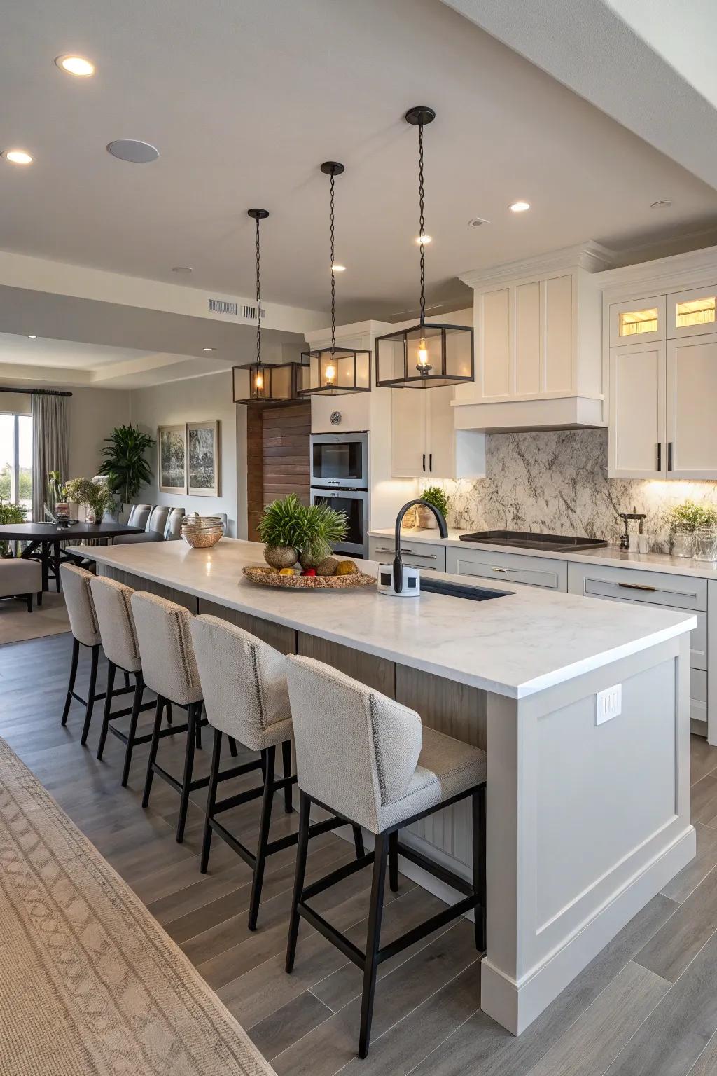 Island with a built-in sink, perfect for social cooking experiences.