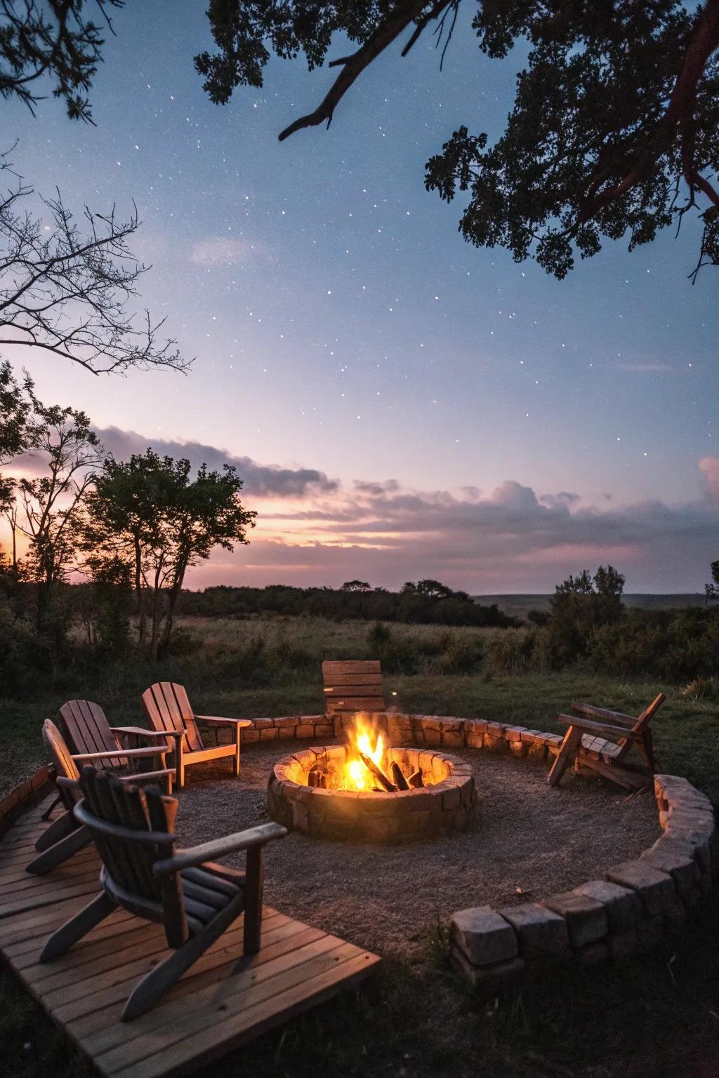 A fire feature cultivates the perfect setting for night-time meetups with loved ones.