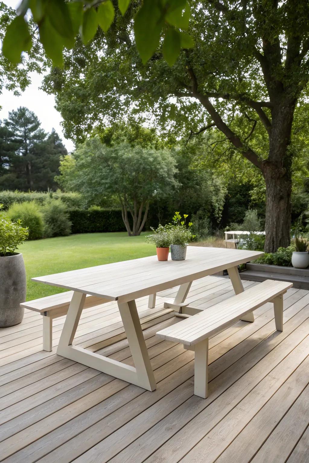 Modern design introduces a dash of sophistication to outdoor dining.