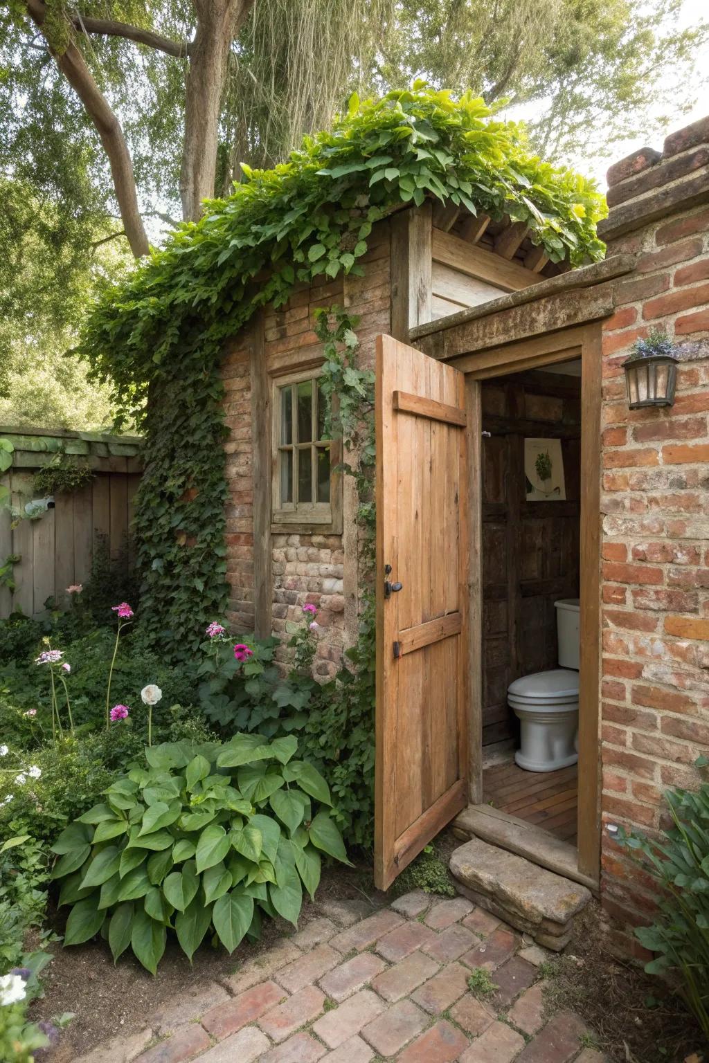 Country-style materials contribute undeniable charm.