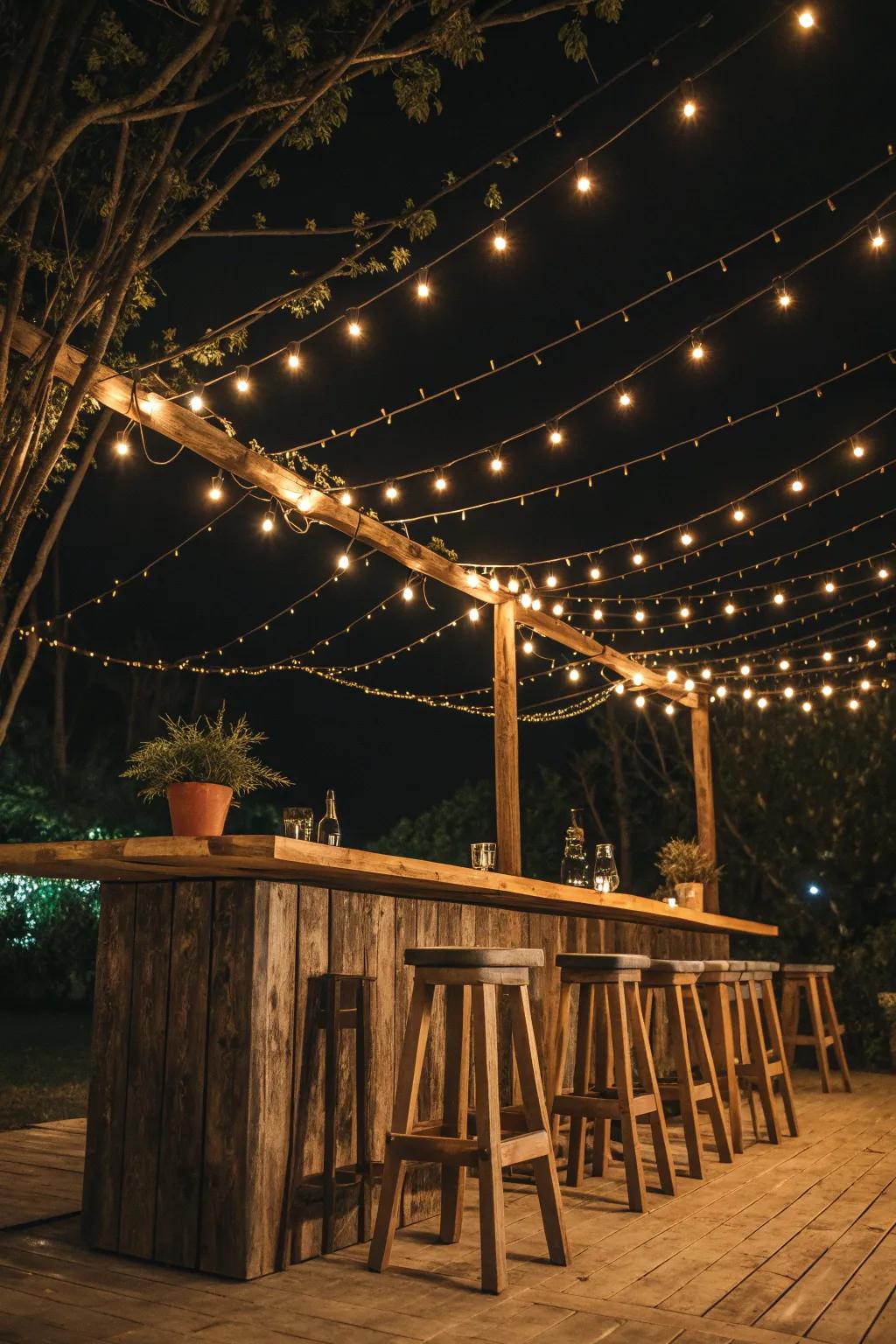 Illuminate your outdoor gatherings with the enchanting glow of string lights, perfect for a night under the stars.