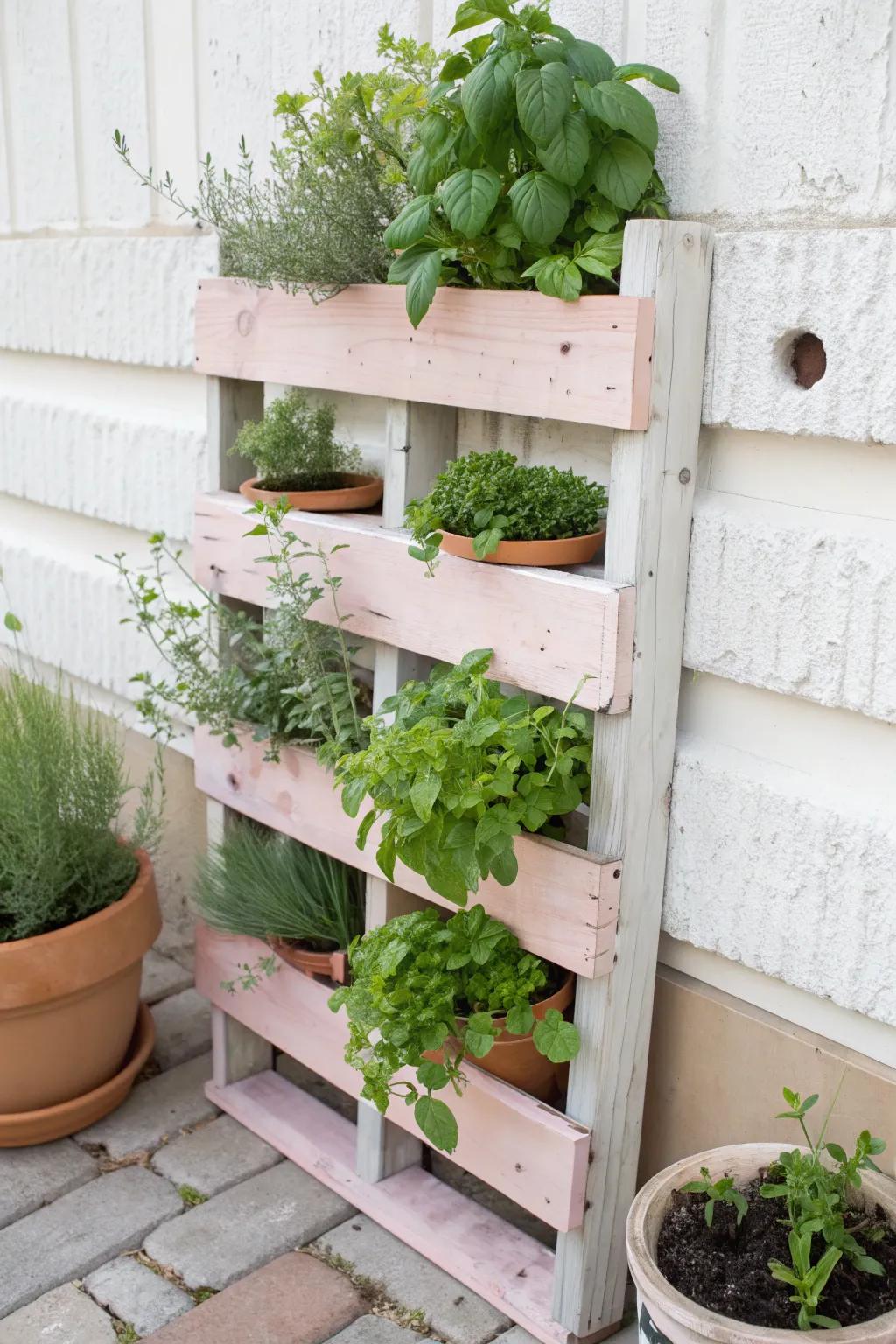 Transform a simple pallet into a lush vertical herb garden and bring nature's beauty to your home.