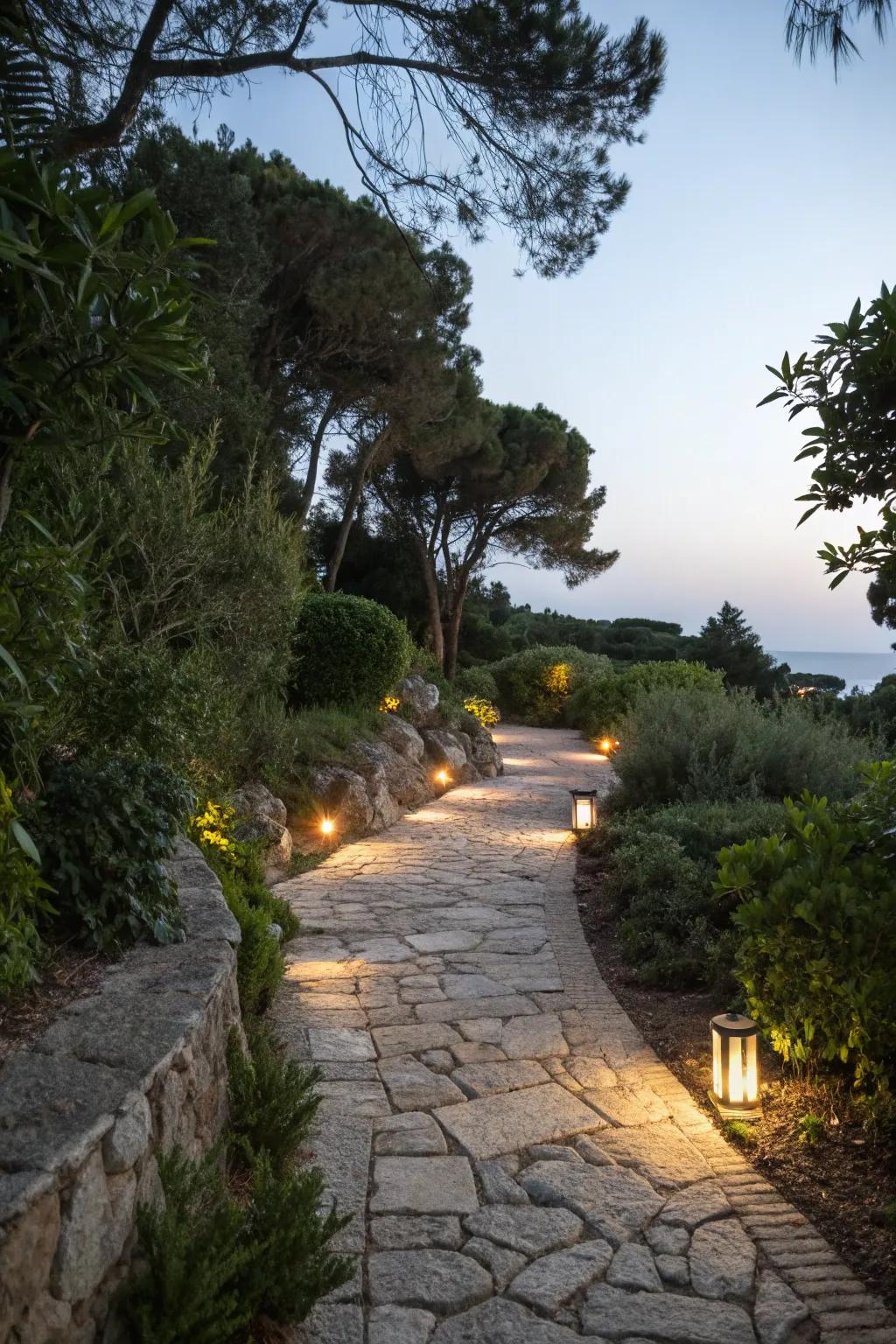 Embedded lights offer subtle illumination without distracting from your garden design.