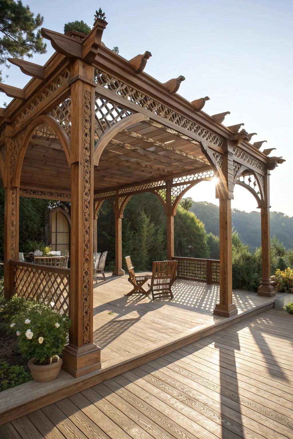 Elevate your deck with a pergola: the perfect blend of charm and craftsmanship.