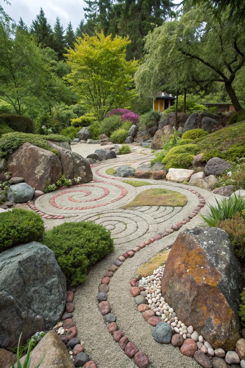 Get creative with rock patterns in your garden.