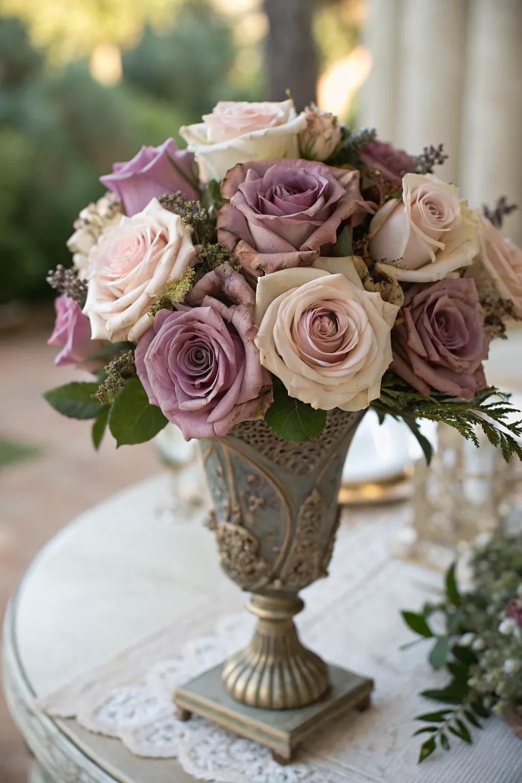 Vintage roses creating a nostalgic atmosphere.