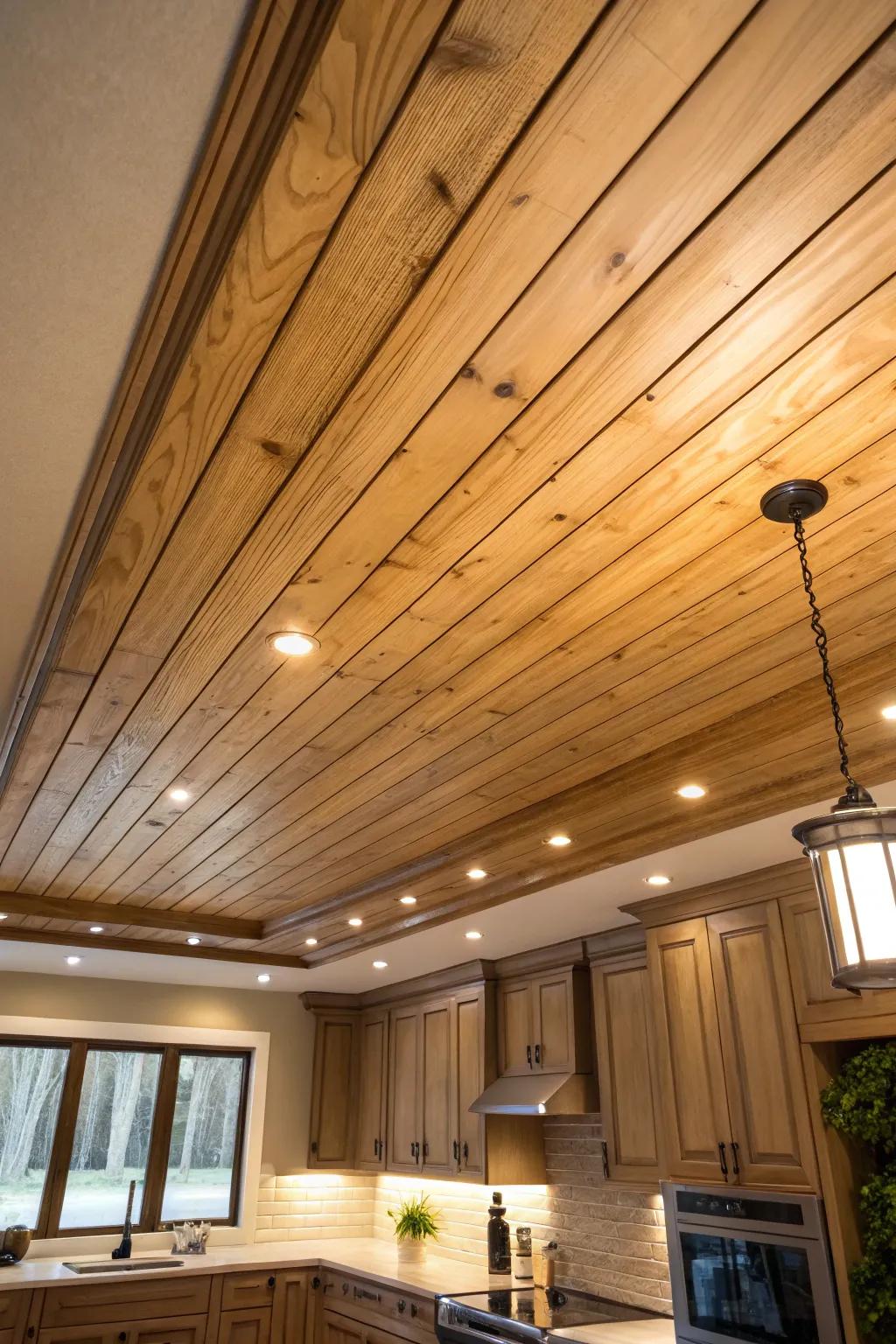 Natural wood planks add warmth and character.