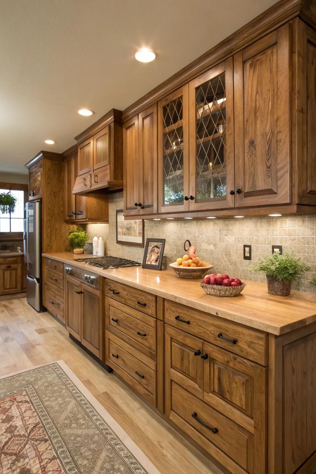 Natural wood elements create a welcoming and earthy kitchen vibe.