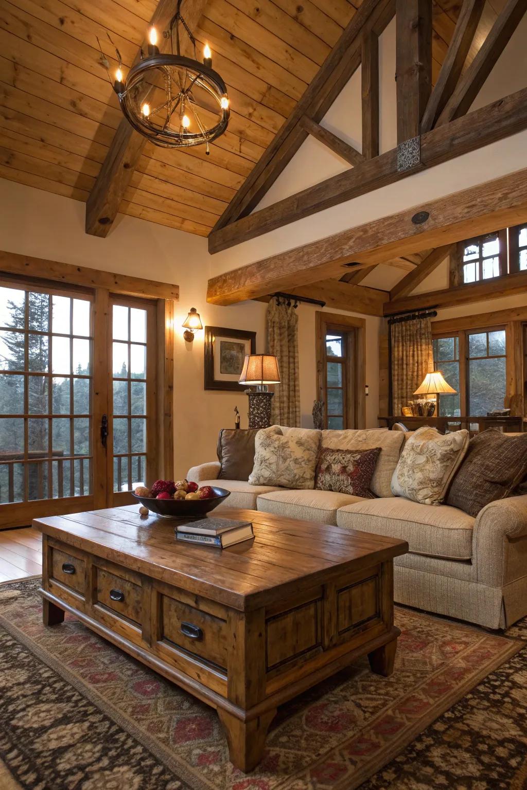 Exposed beams bring structure and a touch of rustic charm to any space.