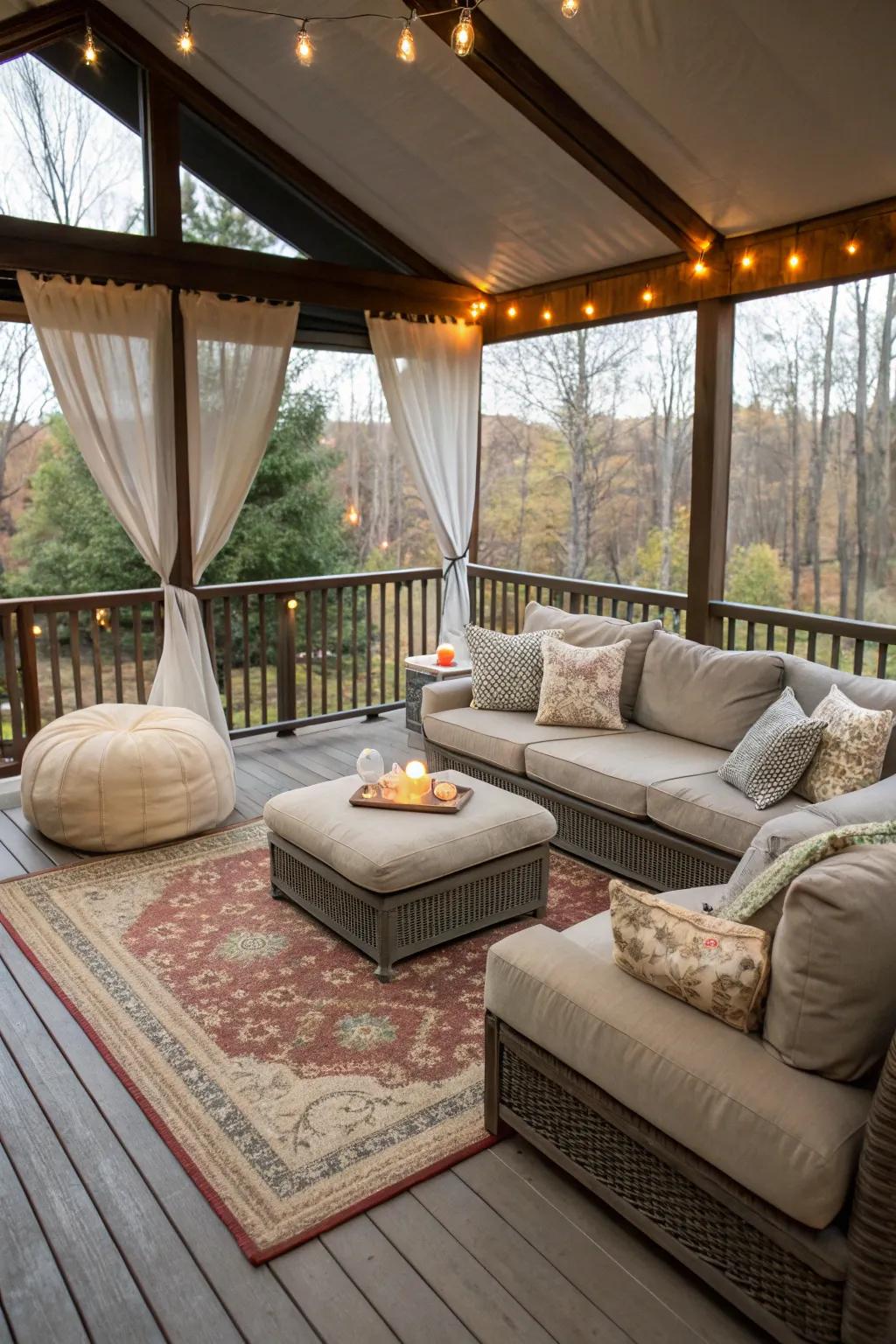 Design a seamless indoor-outdoor living space on your deck.