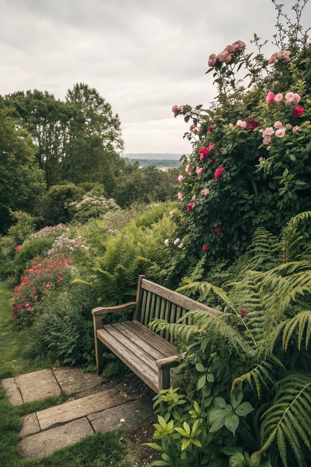Seek peace in a secluded garden corner.