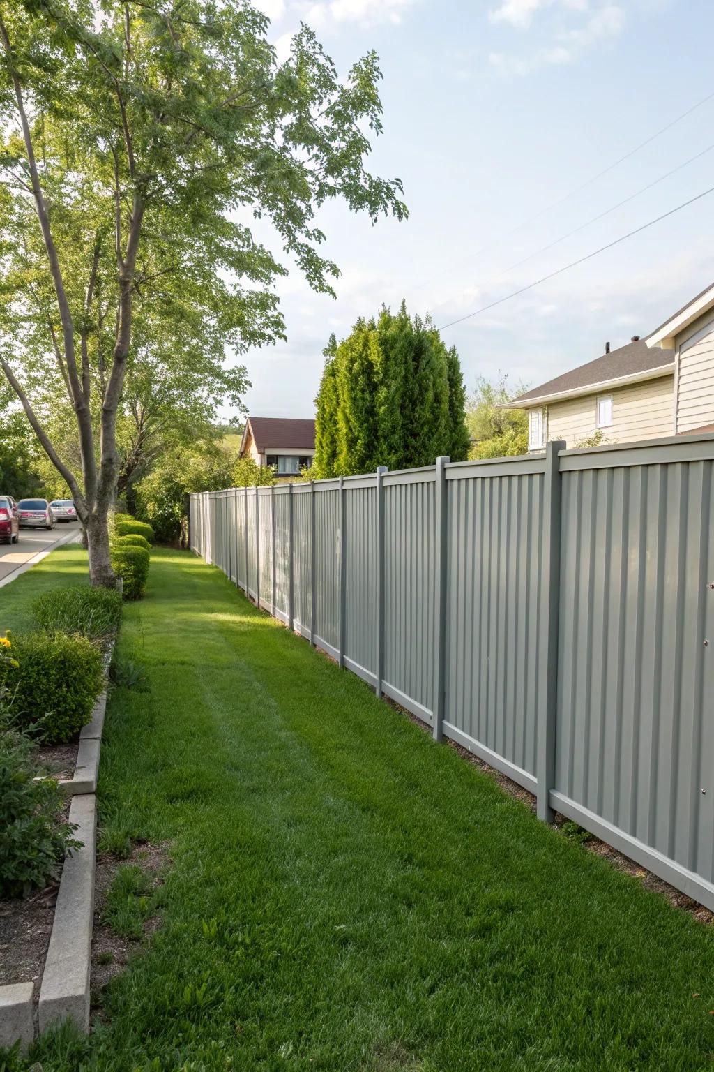 Solid metal laminate boards ensure a secluded and serene outdoor sanctuary.
