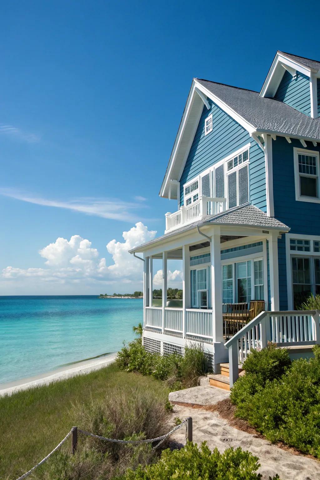 Serene blue siding for a fresh, coastal-inspired look.