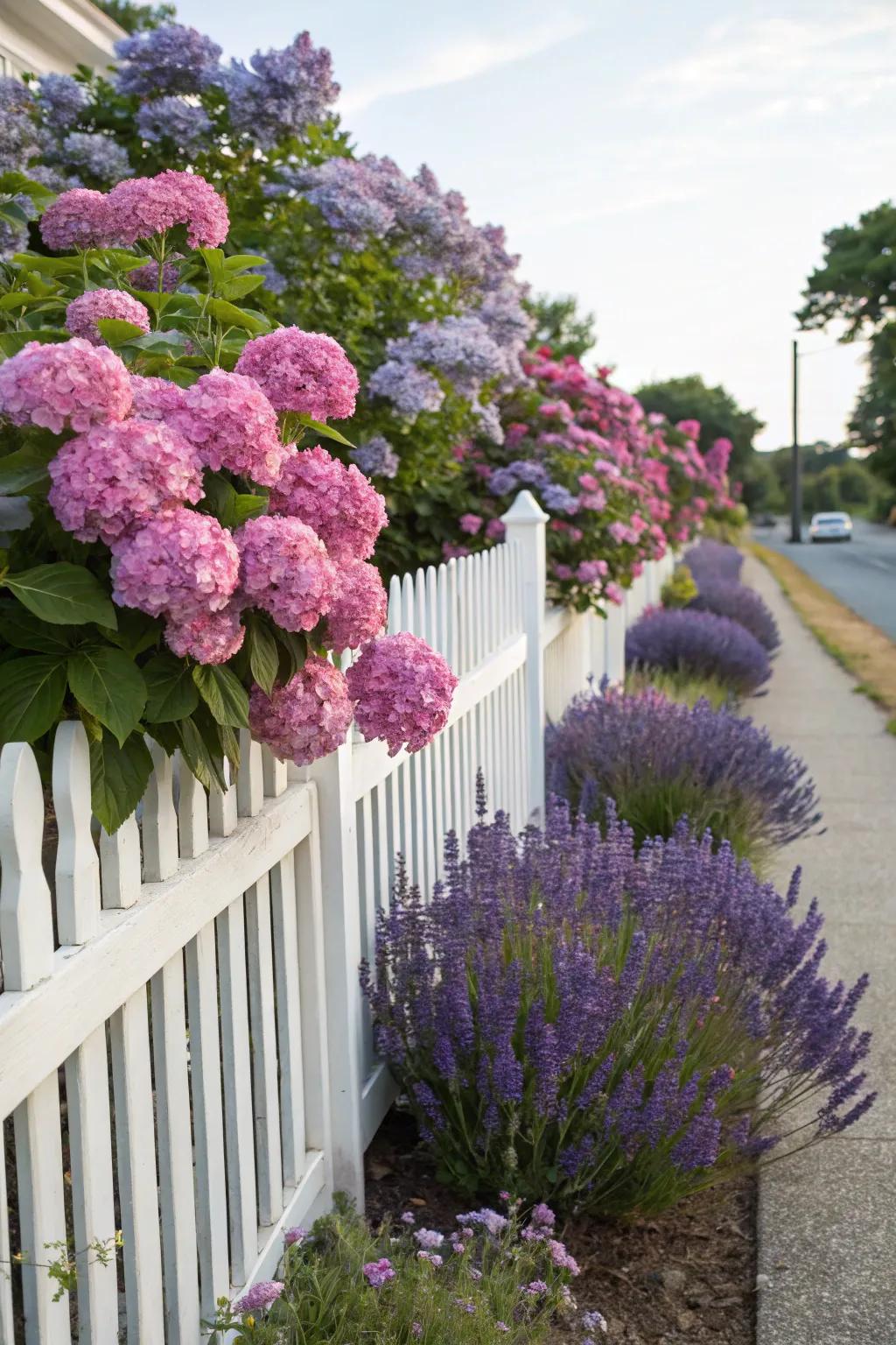 Lively blossoms inject a burst of color and charm into any fence line.