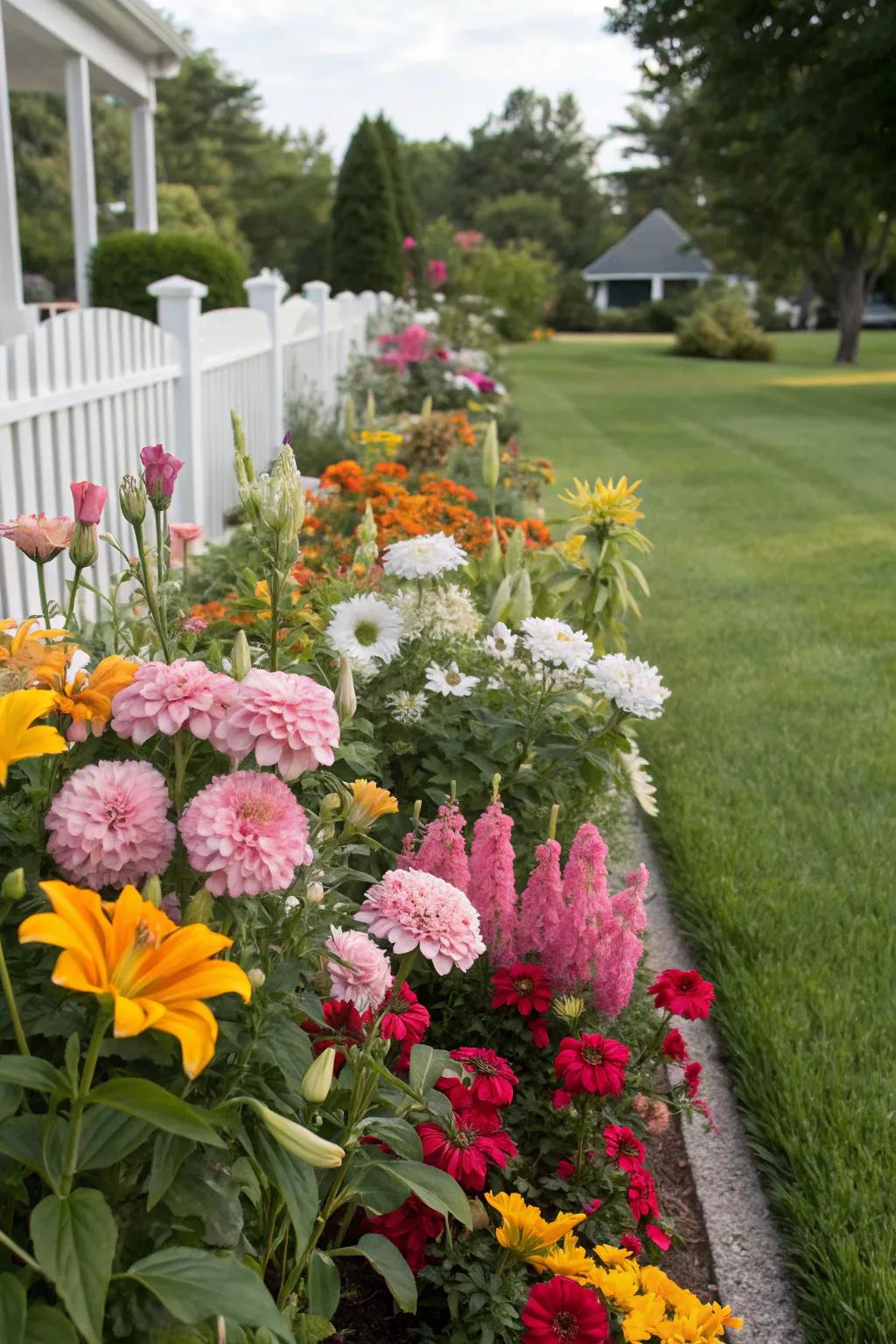 A cascade of vibrant blooms brightens any front yard.