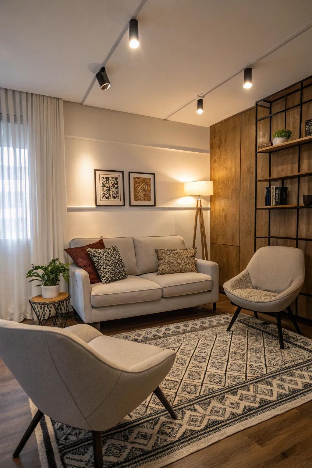 Space-efficient furniture keeps your area welcoming and spacious.