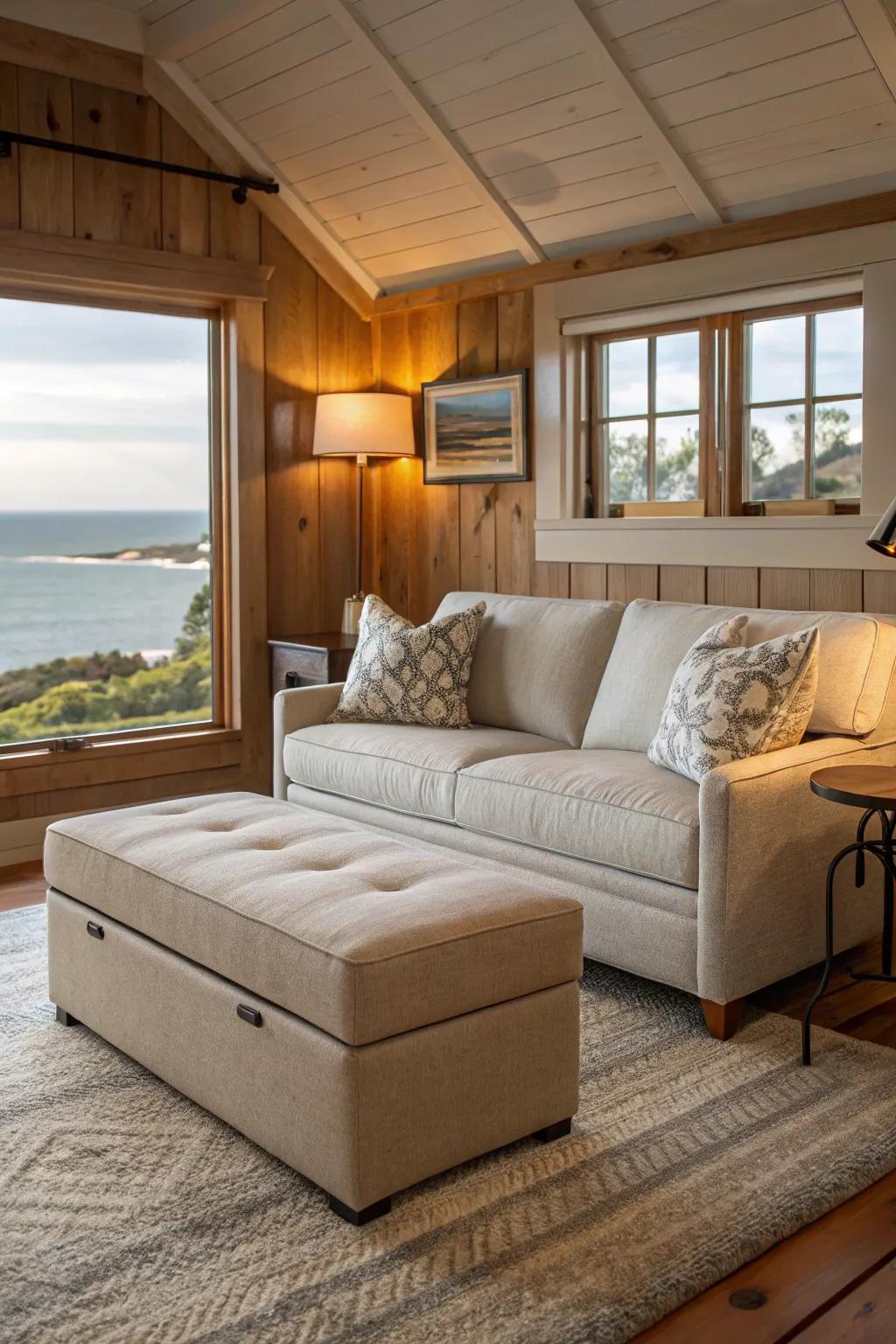 Multifunctional furniture enhances both style and storage in small spaces.