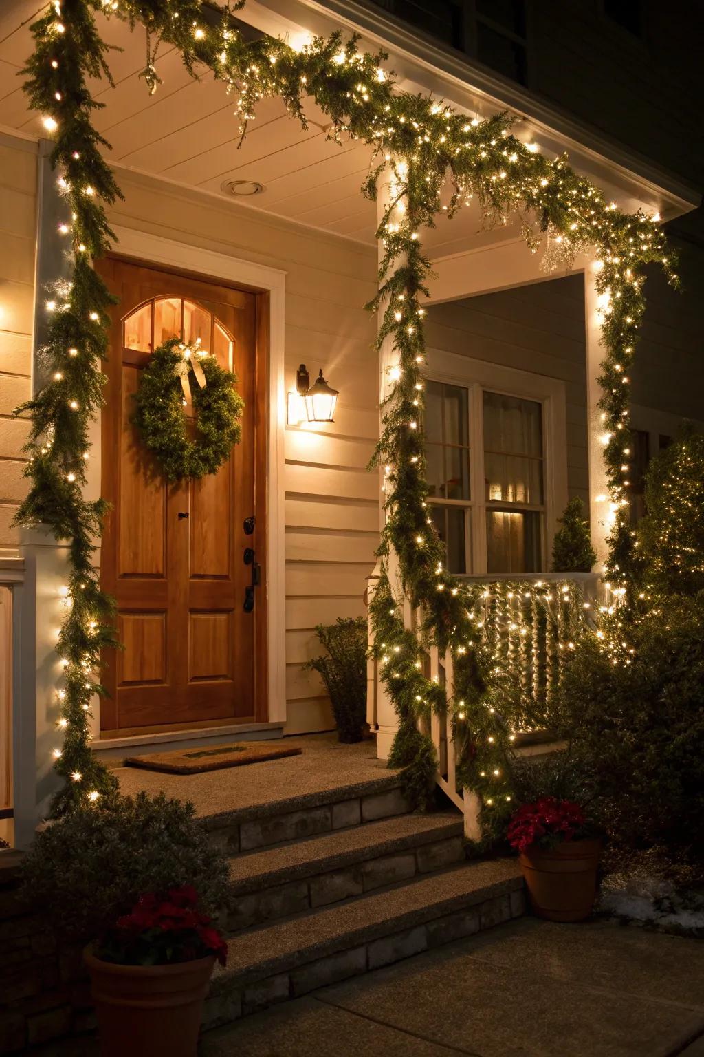 Garlands with lights add a magical touch to any porch.