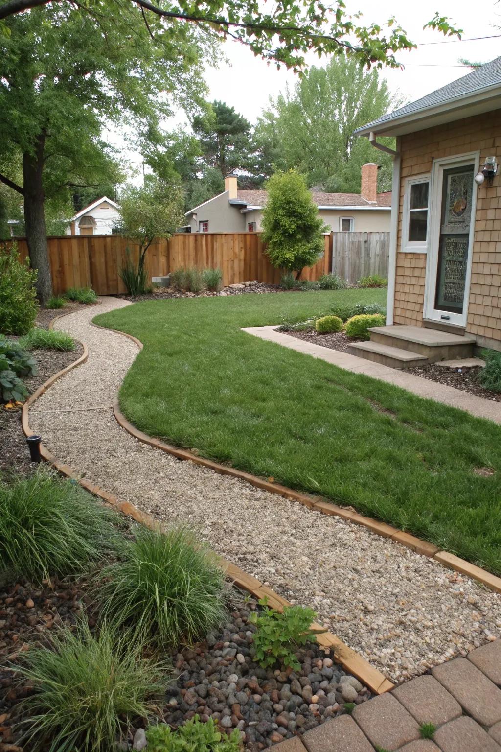 Combine grass and gravel for a visually stunning parking space.